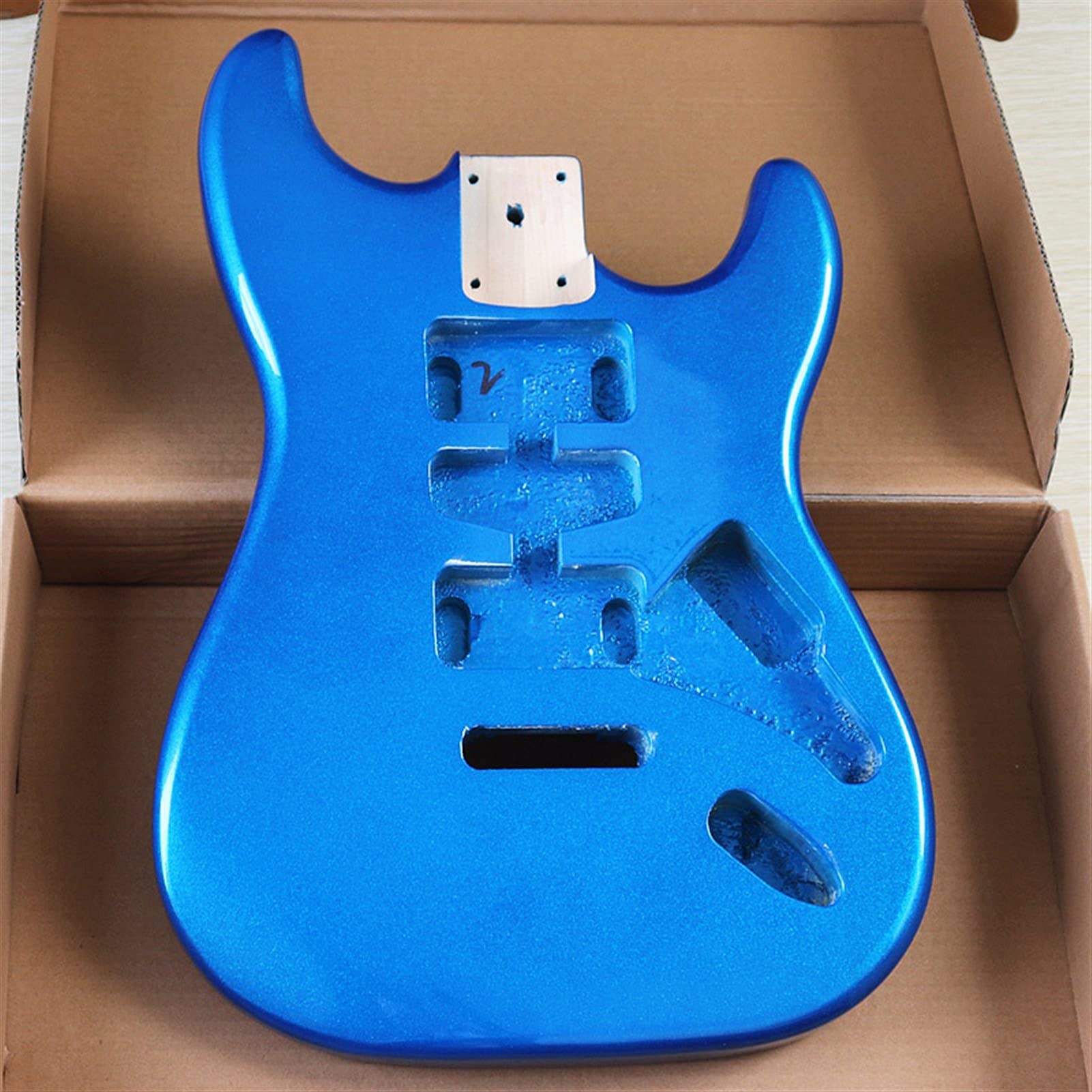 DIY Electric Guitar Kit - Metallic Blue Poplar Wood Guitar Body & Barrel for Beginners & Hobbyists | Perfect for Home Studio, Live Performances & DIY Projects