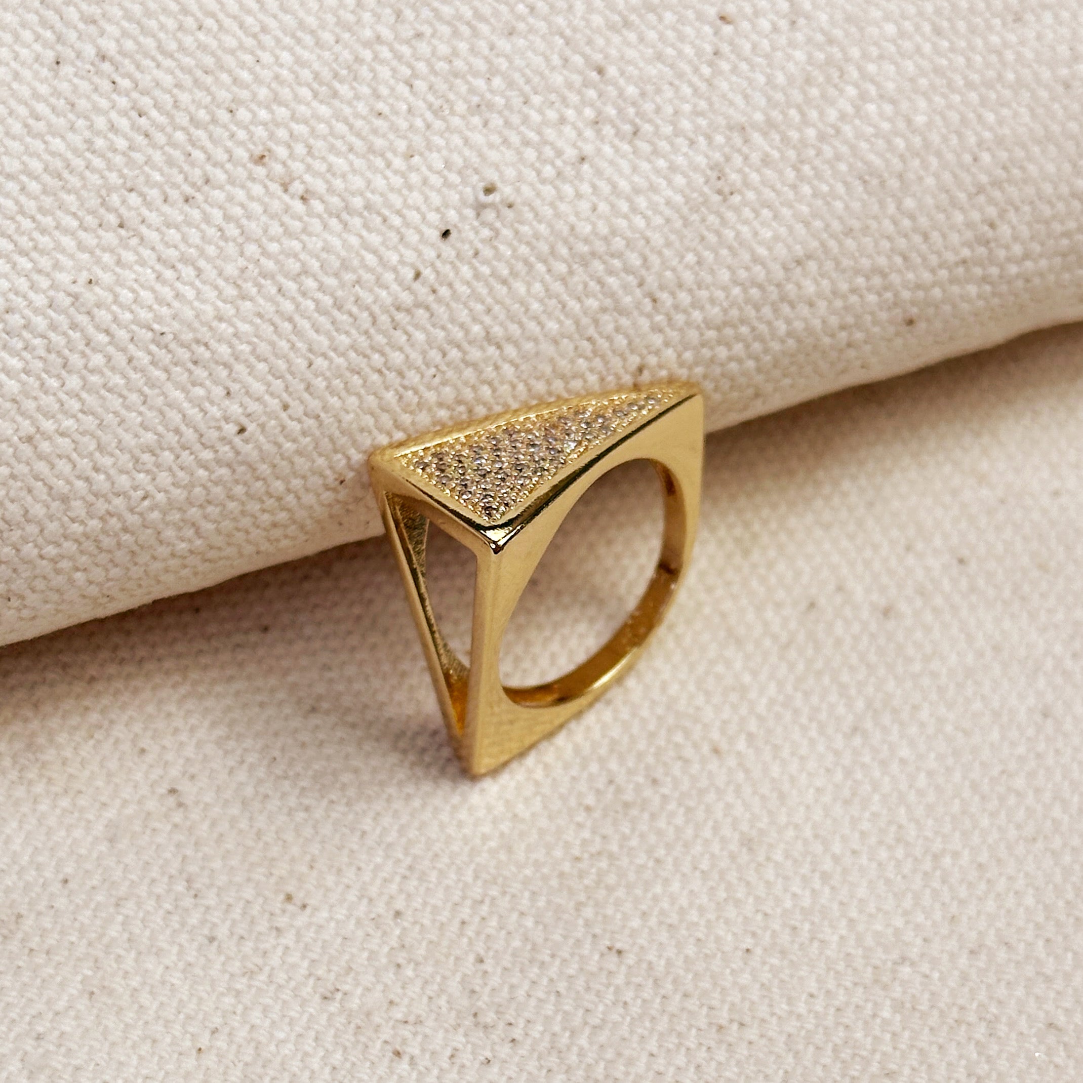 18K Gold Filled Cubic Zirconia Geometric Ring for Women - Elegant Stackable Minimalist Jewelry Gift for Anniversary, Wedding & Everyday Wear