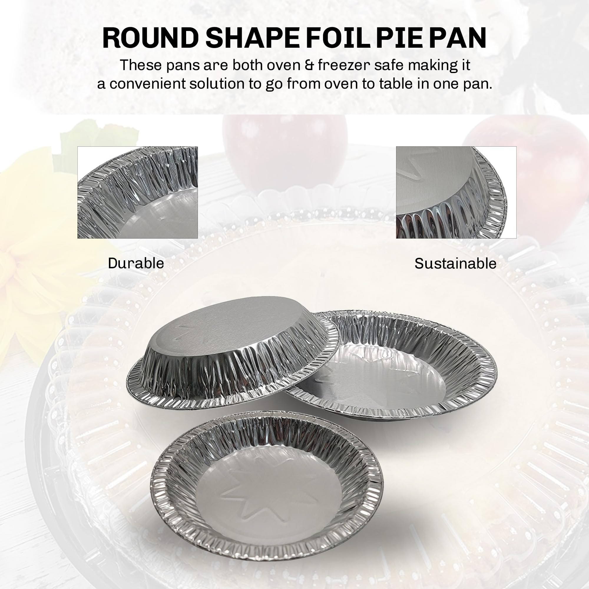 KitchenDance 20oz Disposable Aluminum Pie Pans - 250 Count Round Deep Foil Baking Pans for Catering, Bakeries & Restaurants - Perfect for Pies, Quiches, Casseroles & Meal Prep | Ideal for Commercial Kitchens, Holiday Baking & Large Batch Cooking