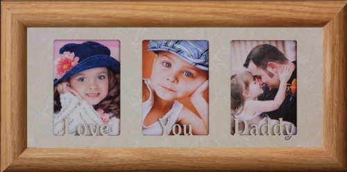 Classy Crafts LOVE YOU DADDY - Triple 2x3 Inch Wallet Photo Frame for Dad - Holds Three 2x3 Wallet Size Pictures - Perfect Gift for Father's Day, Birthday & Anniversary - Light Medium Size