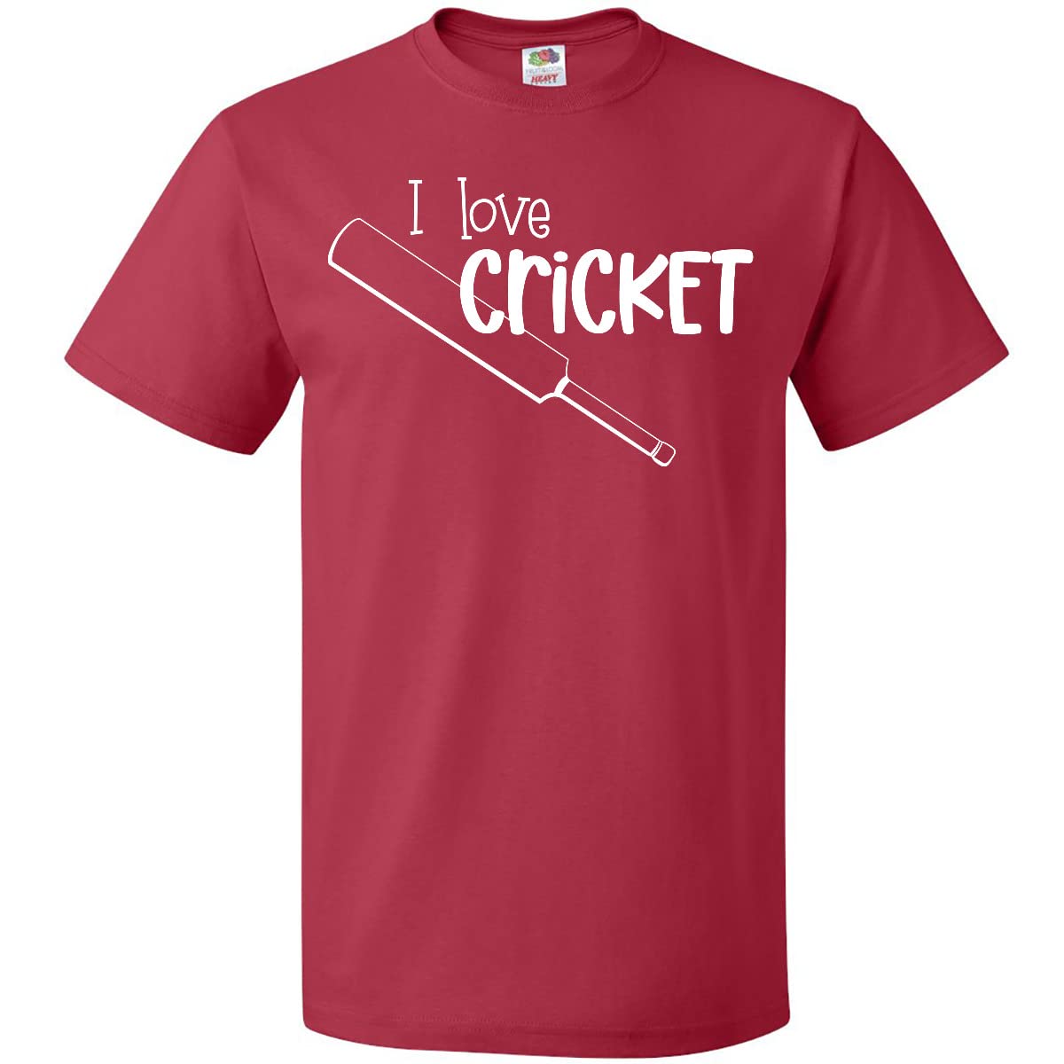 Inktastic I Love Cricket - Cricket Bat Graphic T-Shirt for Men & Women - Soft Cotton Tee for Cricket Fans, Players & Enthusiasts - Perfect for Games, Practice & Casual Wear