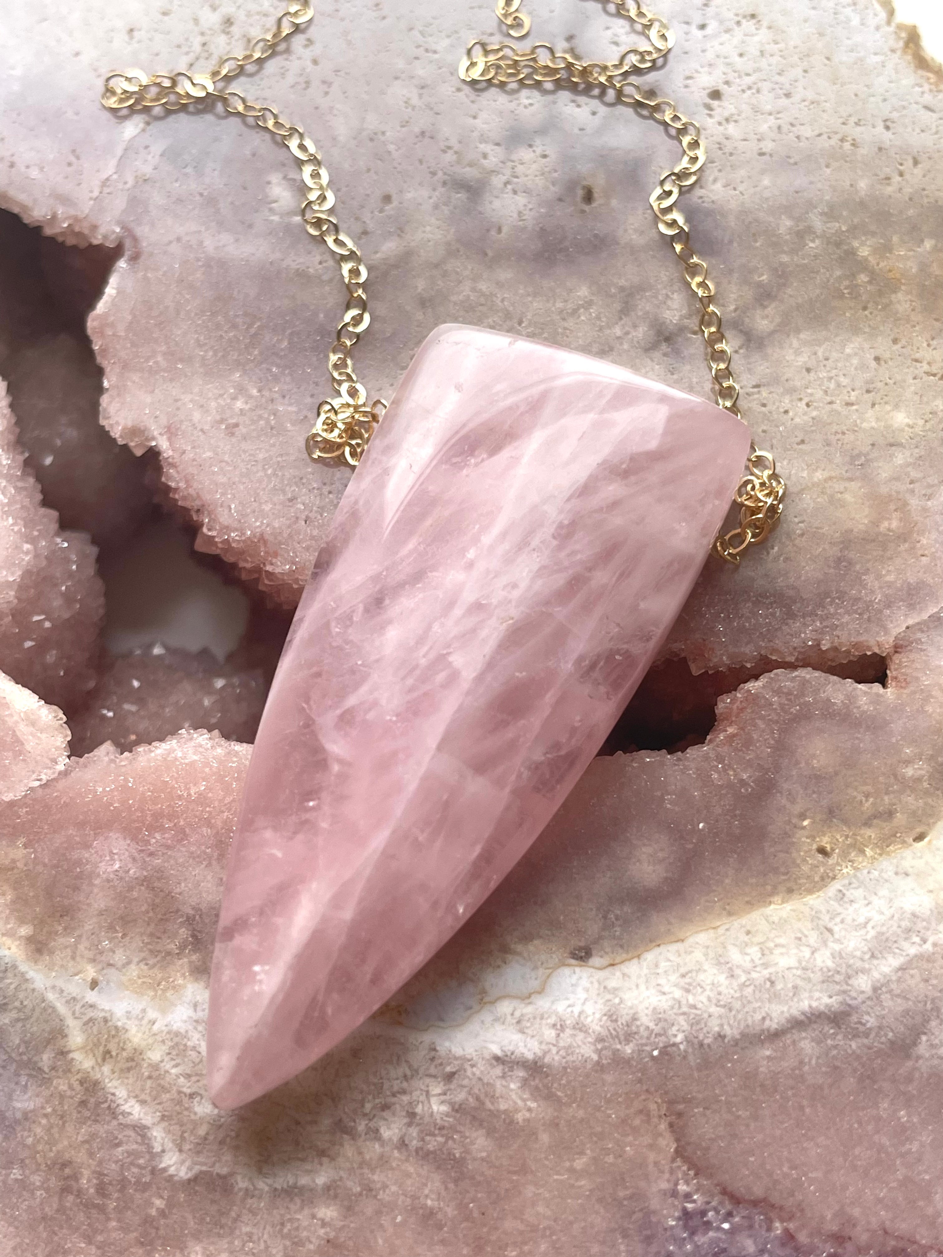 Rose Quartz Dagger Necklace - 14K Gold Filled Pendant for Women, Healing Crystal Jewelry Gift for Protection & Love | Perfect for Meditation, Spiritual Healing & Everyday Wear