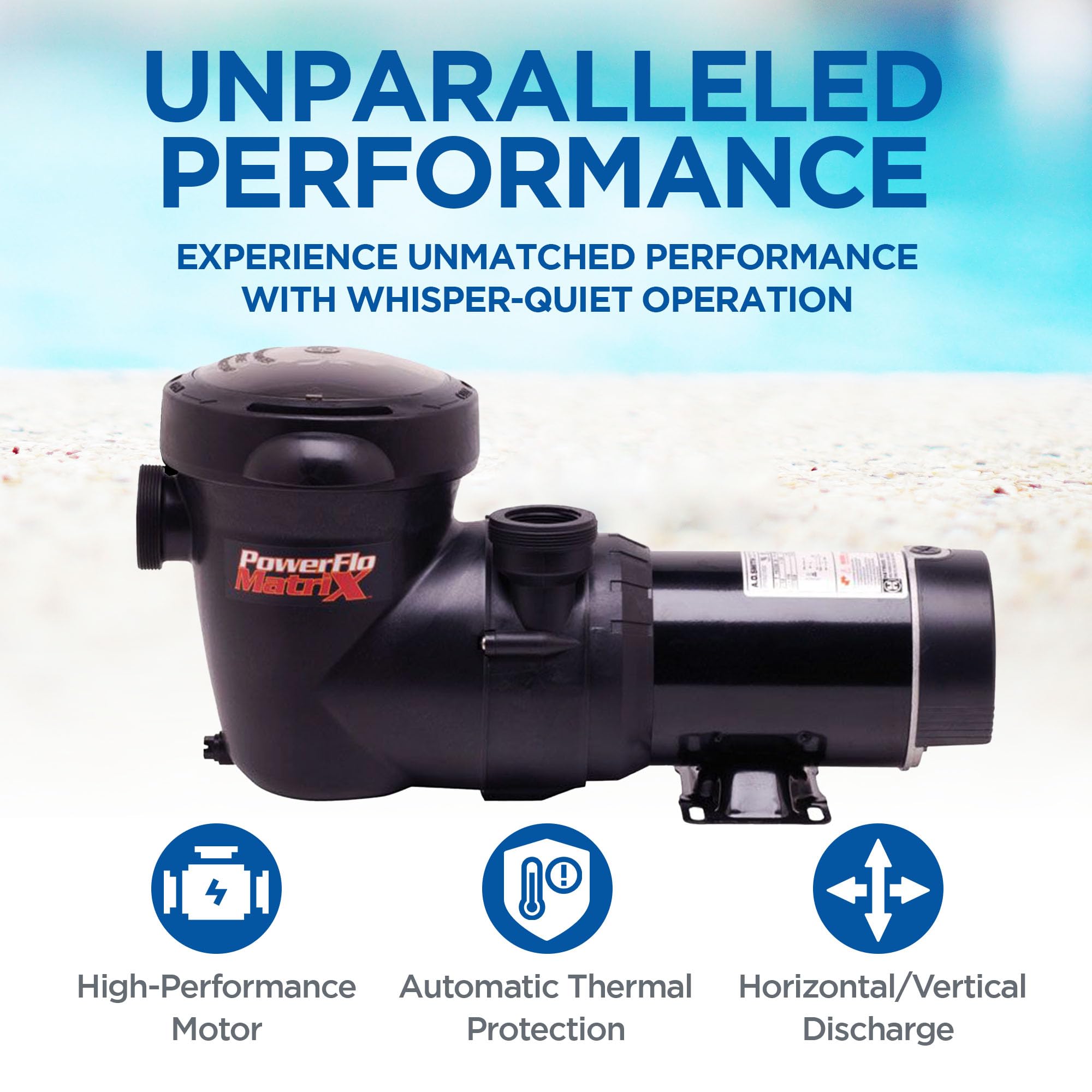 Hayward W3SP1593 PowerFlo Matrix 1.5 HP Above Ground Pool Pump - High Performance Swimming Pool Water Circulation System for Inground & Above Ground Pools - Perfect for Backyard, Residential & Commercial Use
