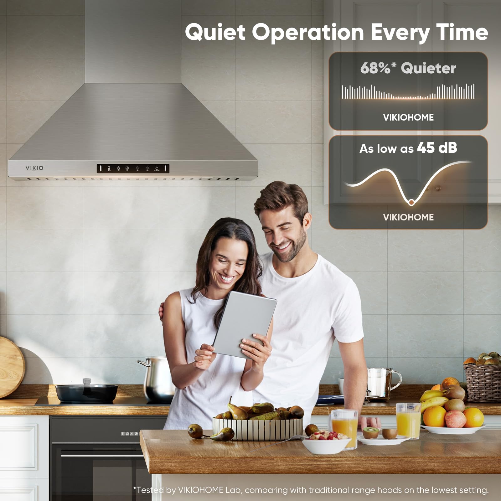 30 Inch Stainless Steel Wall Mount Range Hood - 900 CFM Ductless/Ducted Convertible Kitchen Vent Hood with 3-Speed Gesture & Touch Control, Permanent Baffle Filters - Perfect for Modern Kitchens & Open Concept Homes