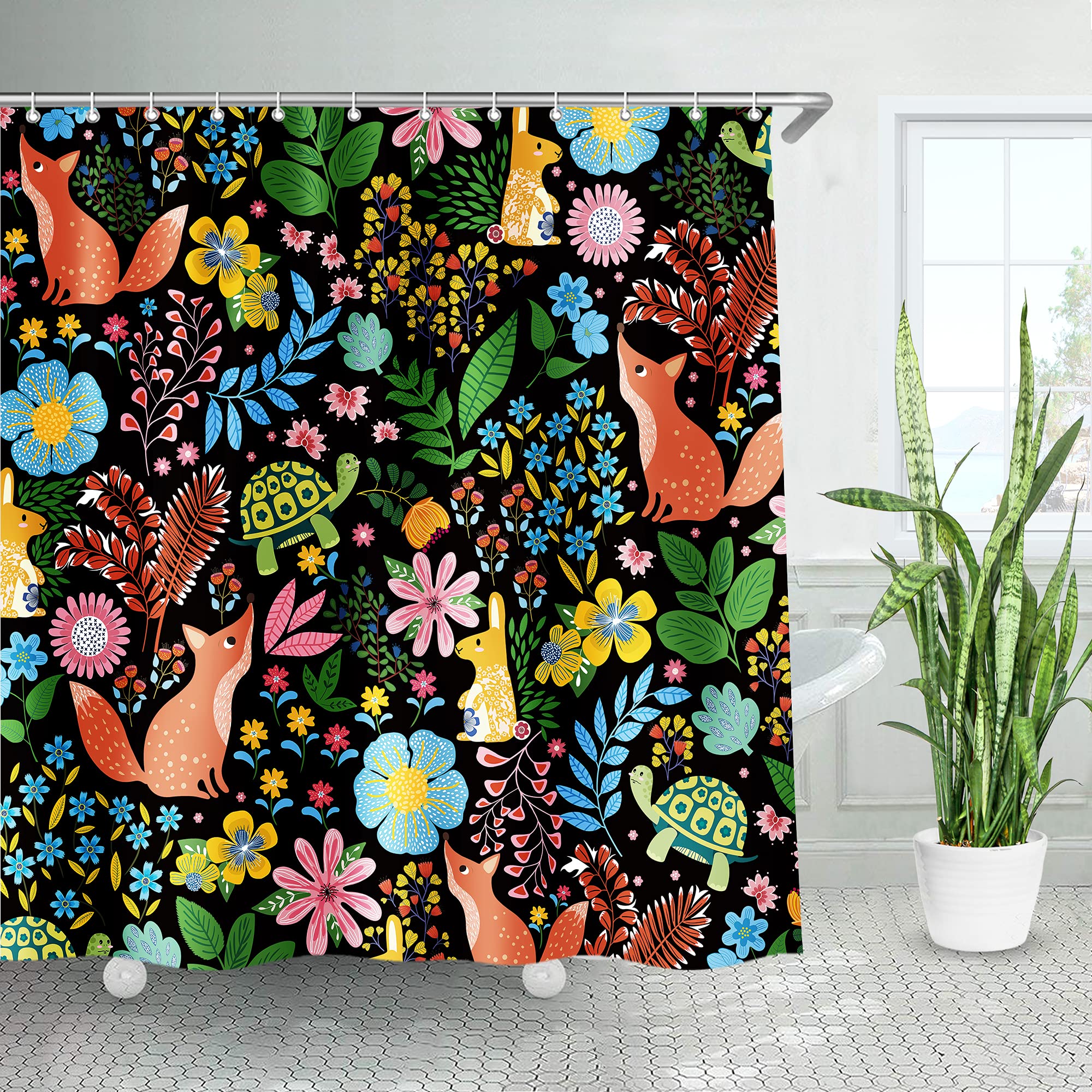 LIVILAN Jungle Animal Shower Curtain for Kids - 72