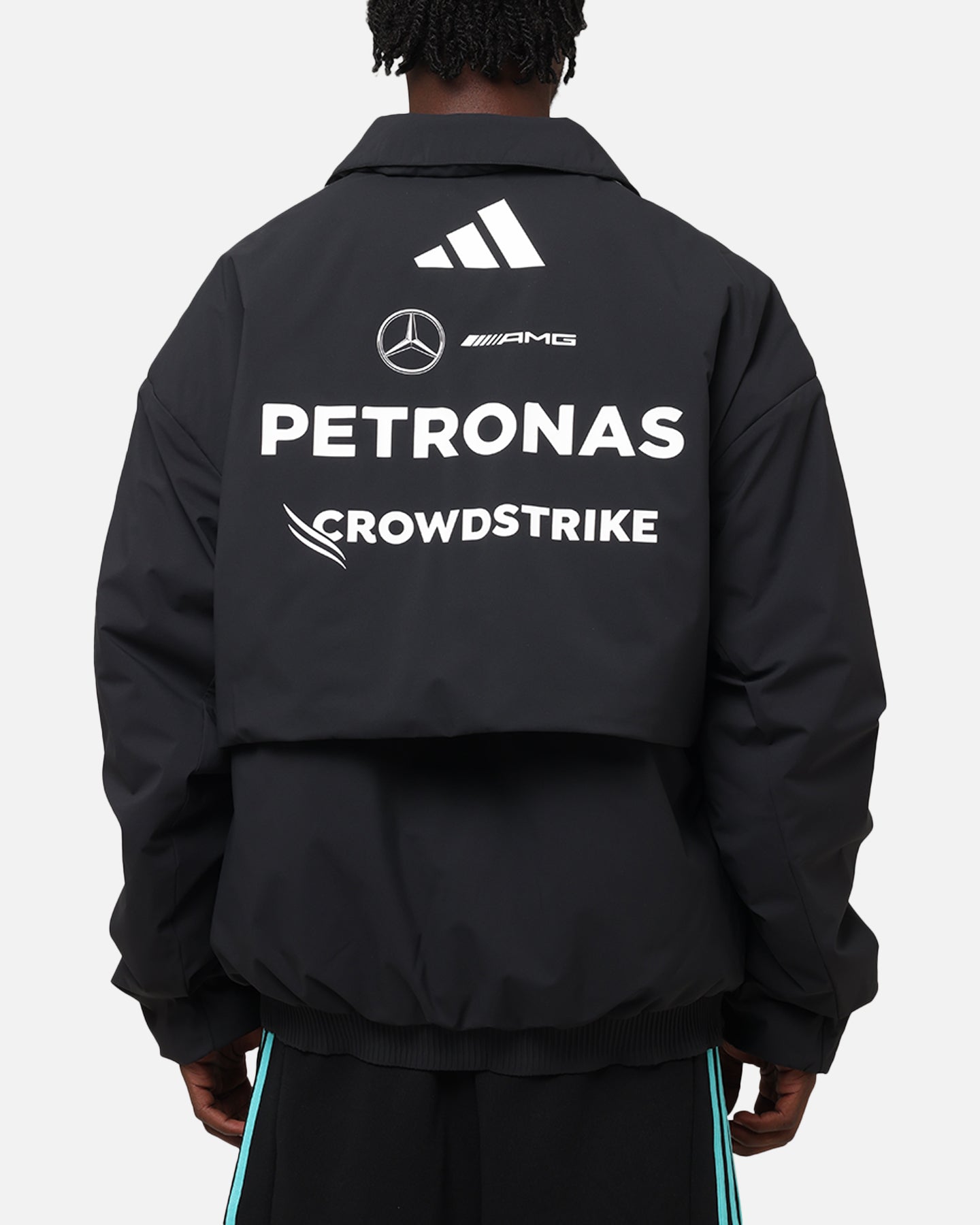 Adidas x Mercedes AMG PETRONAS F1 Team 2025 Racing Jacket - Black & White - Official Formula One Motorsport Apparel for Fans & Racing Enthusiasts
