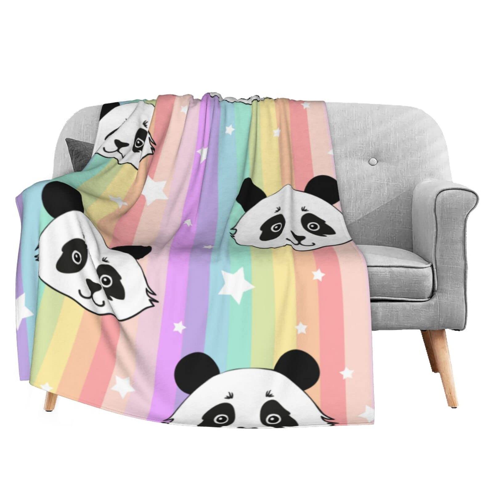 Soft Delerain Flannel Blanket with Cute Panda Design - Lightweight & Cozy 60