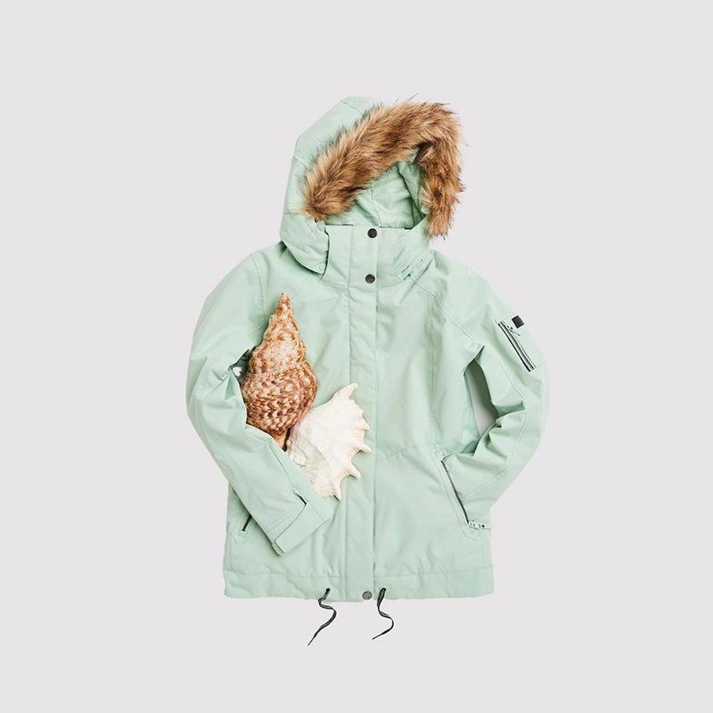 Roxy Snow Meade Water Green Women's Snow Jacket - Waterproof & Warm for Skiing, Snowboarding & Winter Outdoor Activities