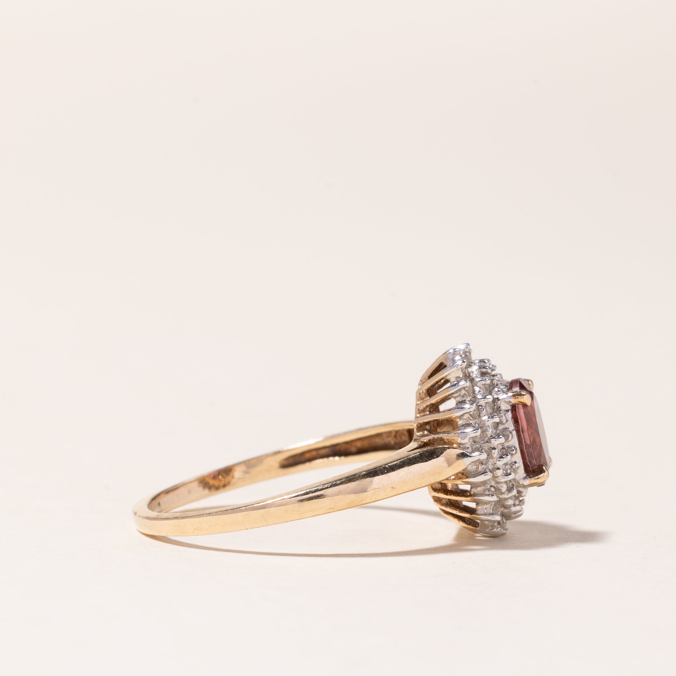 10K Yellow Gold Halo Pink Tourmaline & Diamond Ring | 0.77ct Tourmaline, 0.18ctw Diamonds | Size 8 | Elegant Engagement, Anniversary Gift for Her | Perfect for Weddings, Valentine's Day & Special Occasions