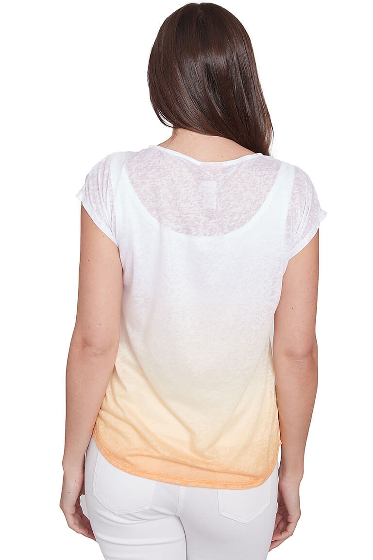 Petite Peachy Keen Jeweled Butterfly T-Shirt - Women's Fashion Top for Casual Wear, Date Night & Summer Outfits