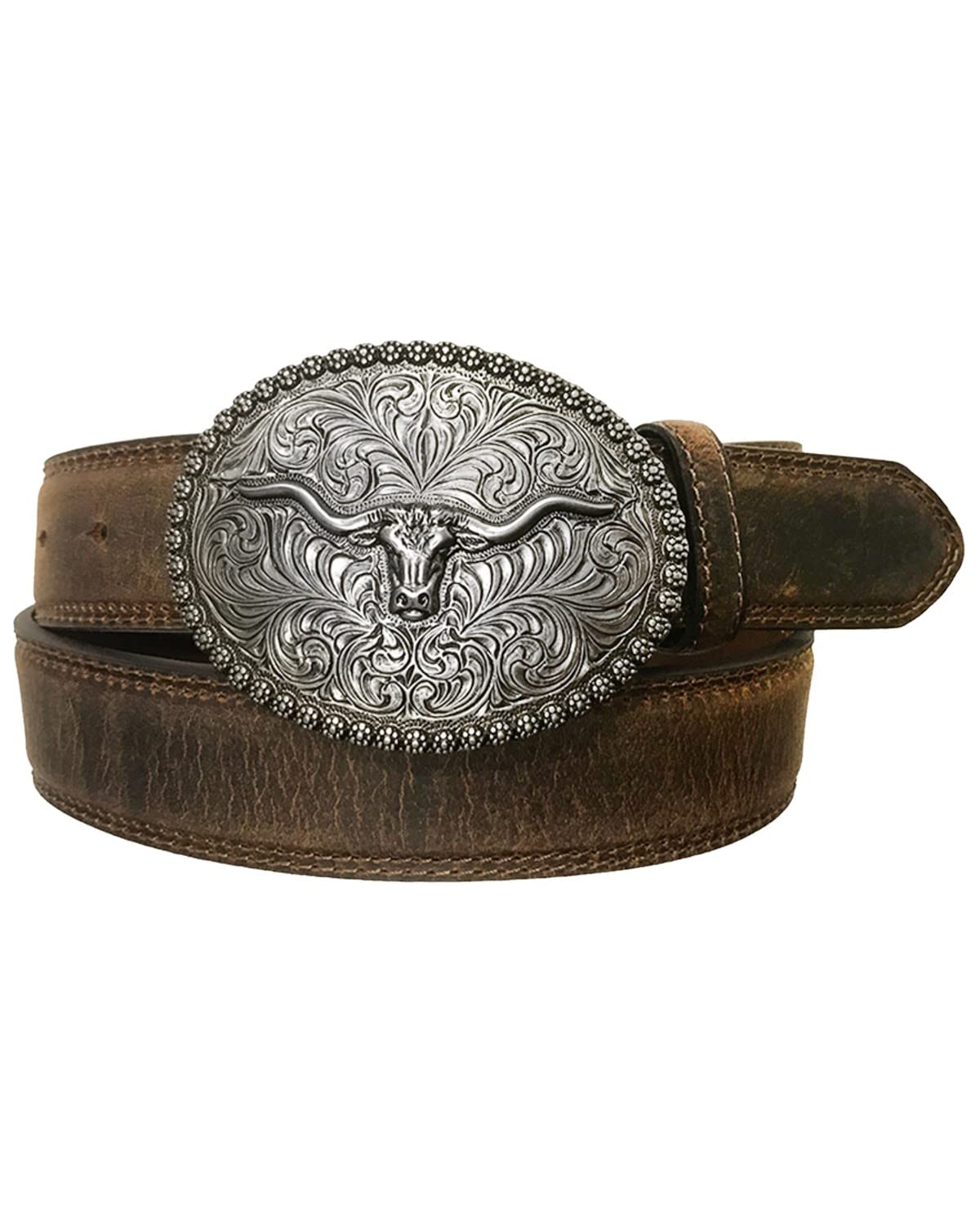 Cody James Men's Longhorn Berry Edge Buckle Belt - BLT227-26 36 | Western Style Genuine Leather Belt for Cowboy Boots & Jeans | Perfect for Rodeo, Country Music Festivals & Casual Wear