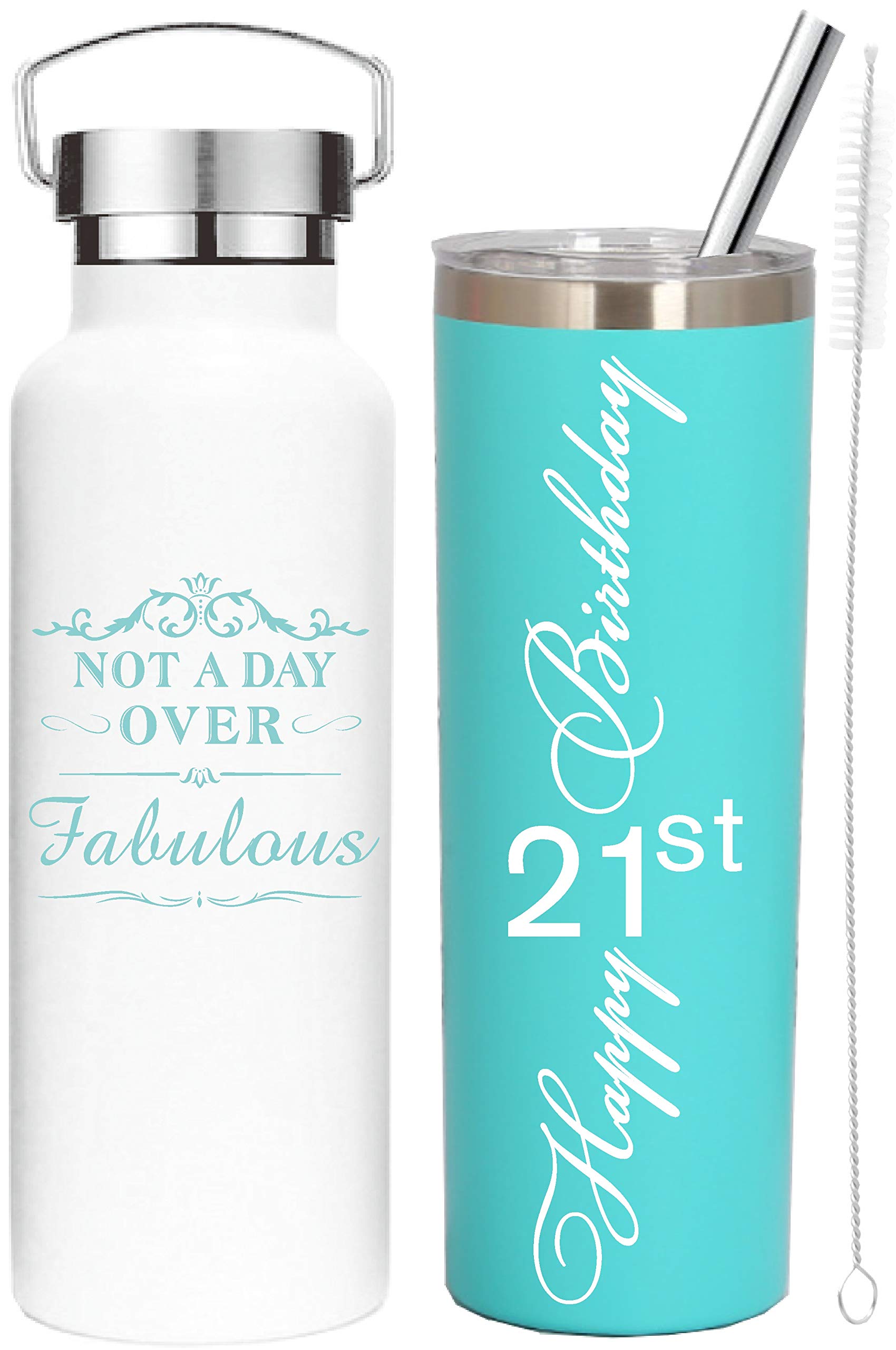 21st Birthday Gifts for Women - Insulated Tumbler Cup with Lid & Straw - Perfect 21st Birthday Present for Her, Daughter, Sister or Friend - Great for Parties, Travel & Everyday Use