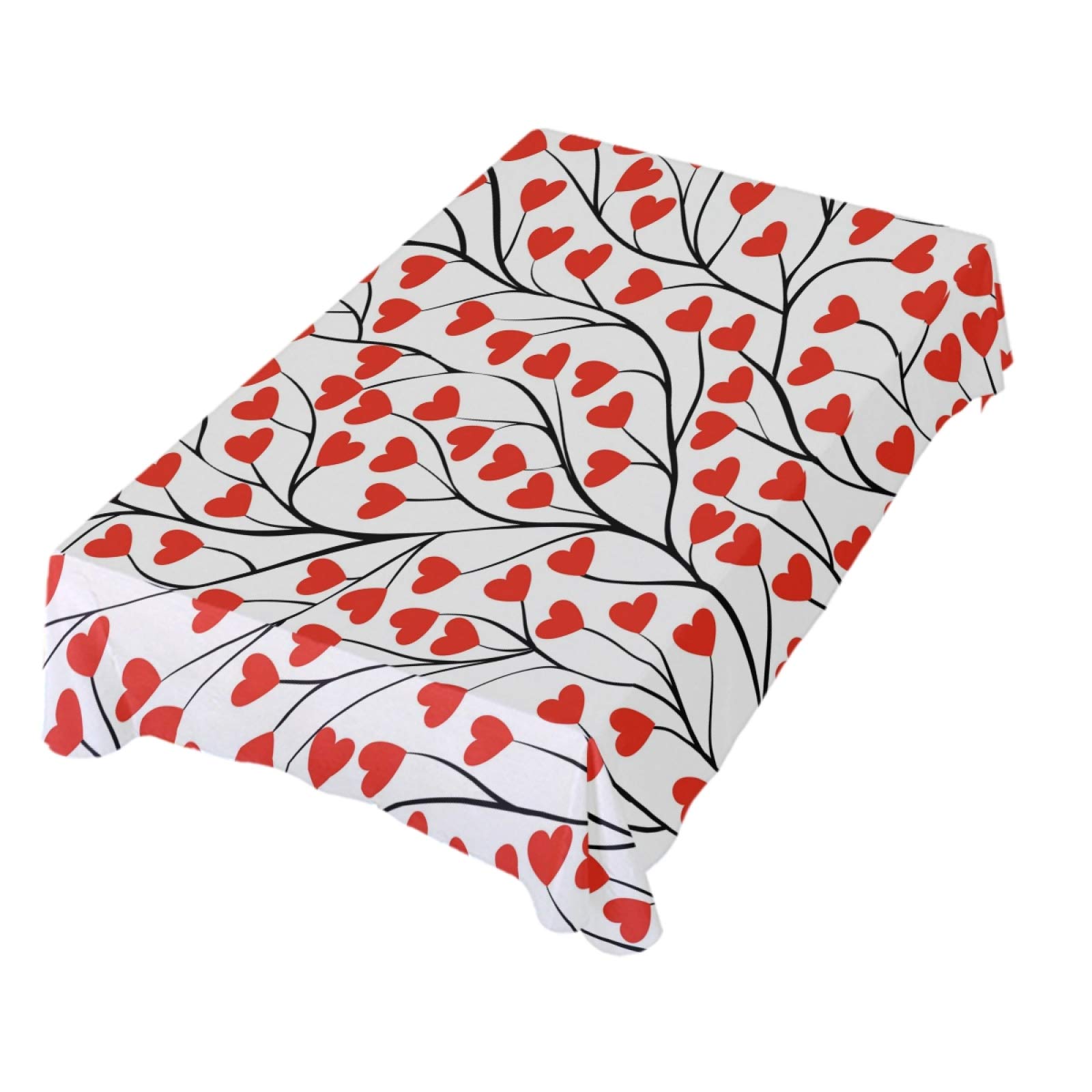 Valentine's Day Heart Tablecloth 60x120 Inch - Rectangle Polyester Table Cover for Party, Wedding, Dinner Decorations - Romantic Home Decor for Holidays & Special Occasions