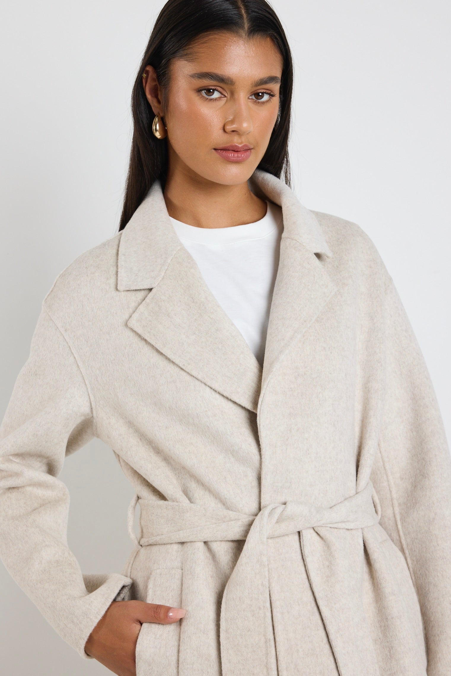 Geneva Snow Marle Wool Blend Belted Coat - Women's Winter Trench Coat for Office, Travel & Casual Outfits | Warm & Stylish Outerwear