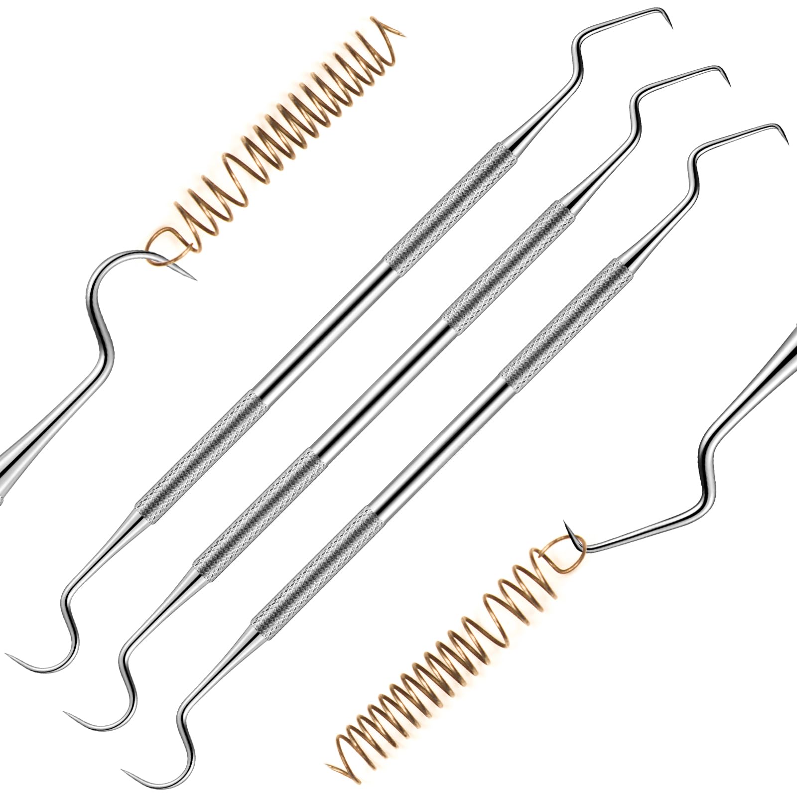 3 Pack 6.4 Inch Stainless Steel Spring Tool Hooks - Heavy Duty Spring Wrench Lifter for Automotive, HVAC, and Industrial Use - Perfect for Mechanics, Plumbers, and DIY Projects