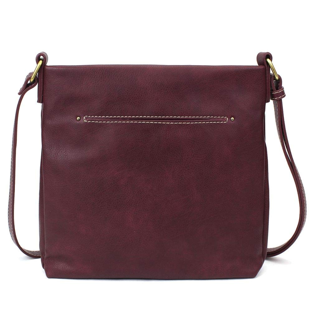 CHALA Women's Laser Cut Crossbody Bag - Faux Leather Purse in Plum Color for Casual Outings, Shopping & Travel