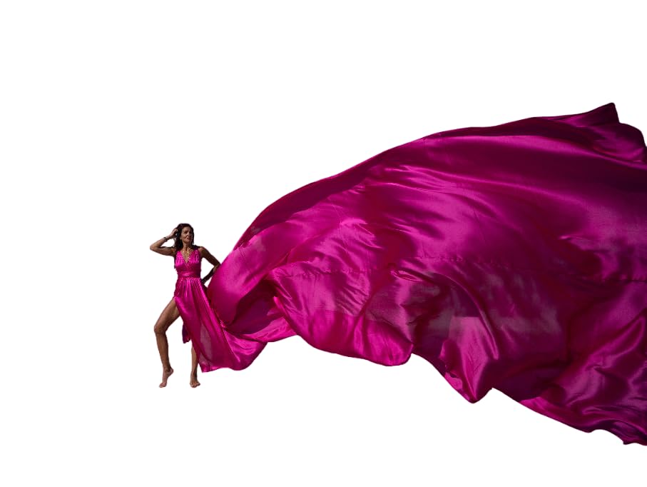 Fuchsia Infinity Dress - Long Satin Maxi Dress with Train | Elegant Flowy Flying Dress for Women | Perfect for Photoshoots, Baby Showers & Santorini Vacations | Satin Photography Dress for Special Occasions