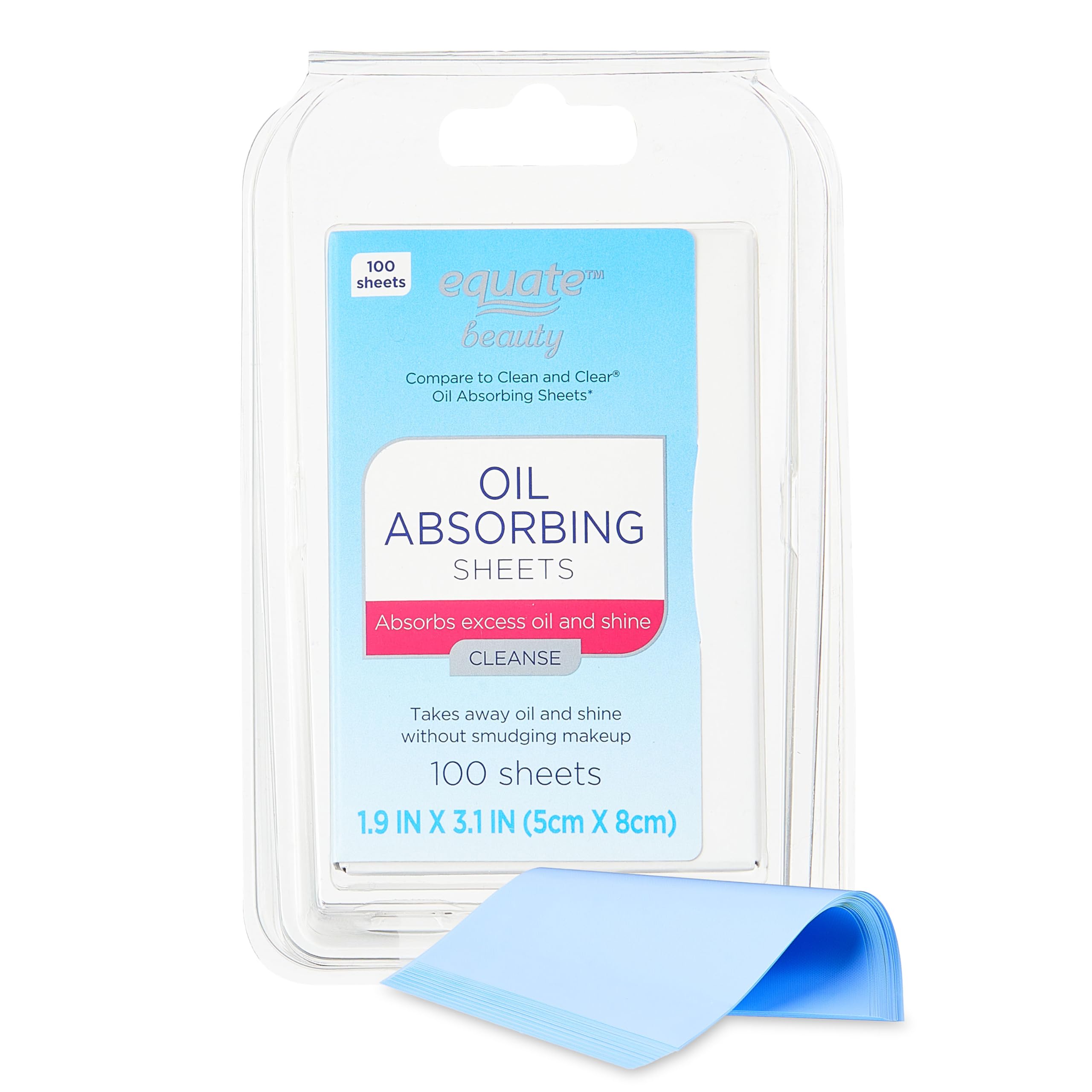 Equate Oil Absorbing Facial Blotting Sheets - 100 Count | Shine Control for Oily Skin | Perfect for Gym, Travel & Touch-Ups | Includes Gift Card Holder