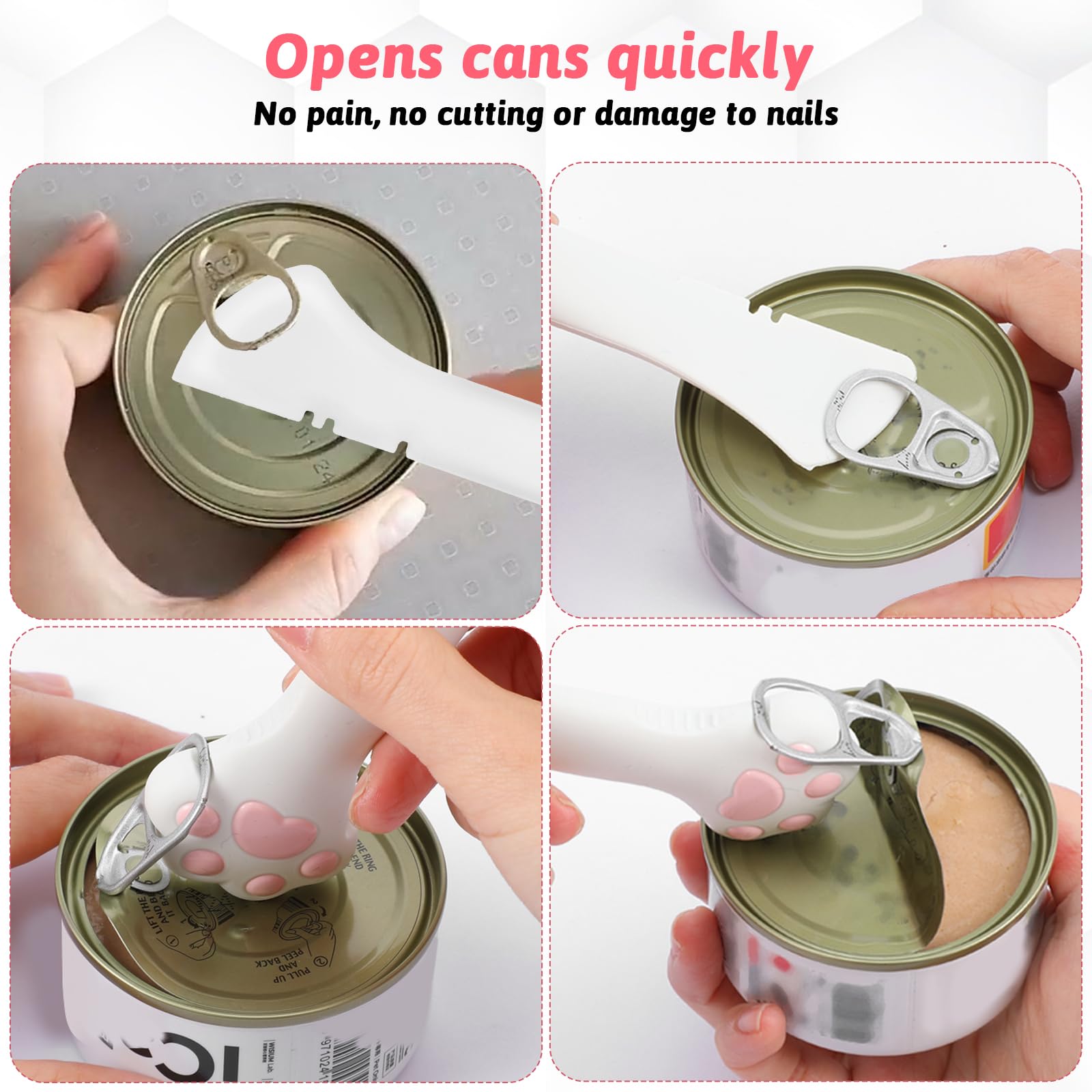 Molain 2-Pack Silicone Pet Food Spoon - Reusable Wet Food Scoop for Cats & Dogs with Built-in Can Opener - Perfect for Canned Food, Wet Kibble & Homemade Meals (White & Gray) - Ideal for Mess-Free Feeding & Travel Use