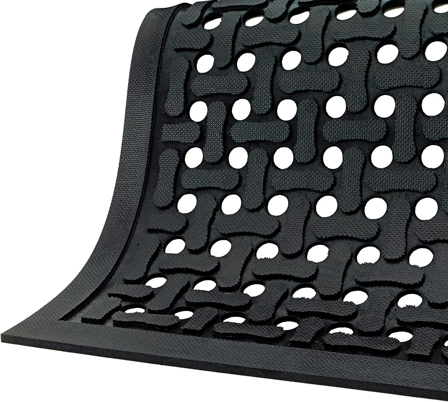 **M+A Matting Comfort Flow Anti-Fatigue Kitchen Mat - Grease Proof, Oil Resistant, Odor Resistant, Lightweight Commercial Floor Mat for Wet Areas – Black (3' x 5') – Perfect for Restaurant, Bakery, and Food Service Workspaces**