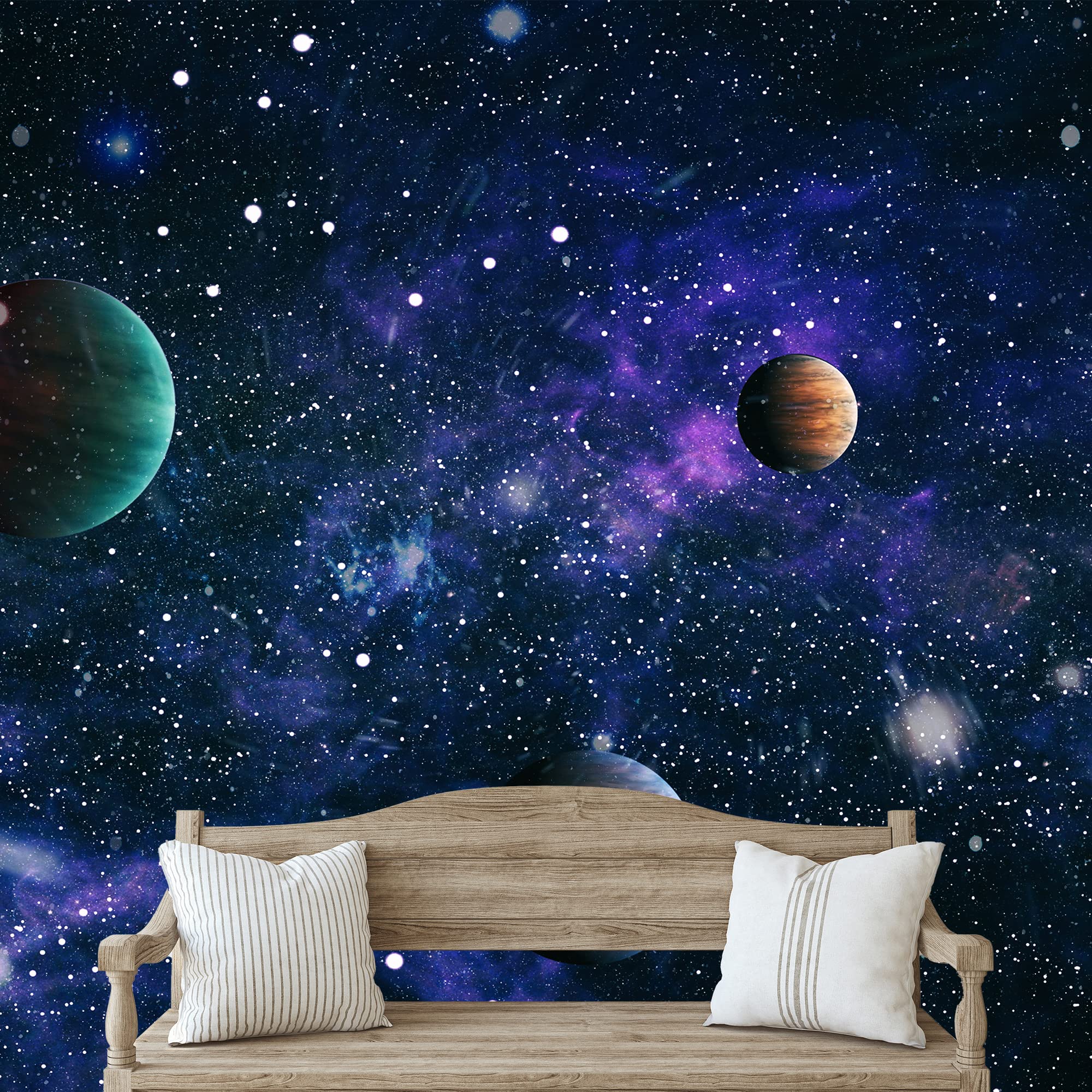 Removable Peel and Stick Wallpaper - Space Universe Planets Wall Mural (100x144 inches) for Bedroom, Living Room, Nursery & Home Decor