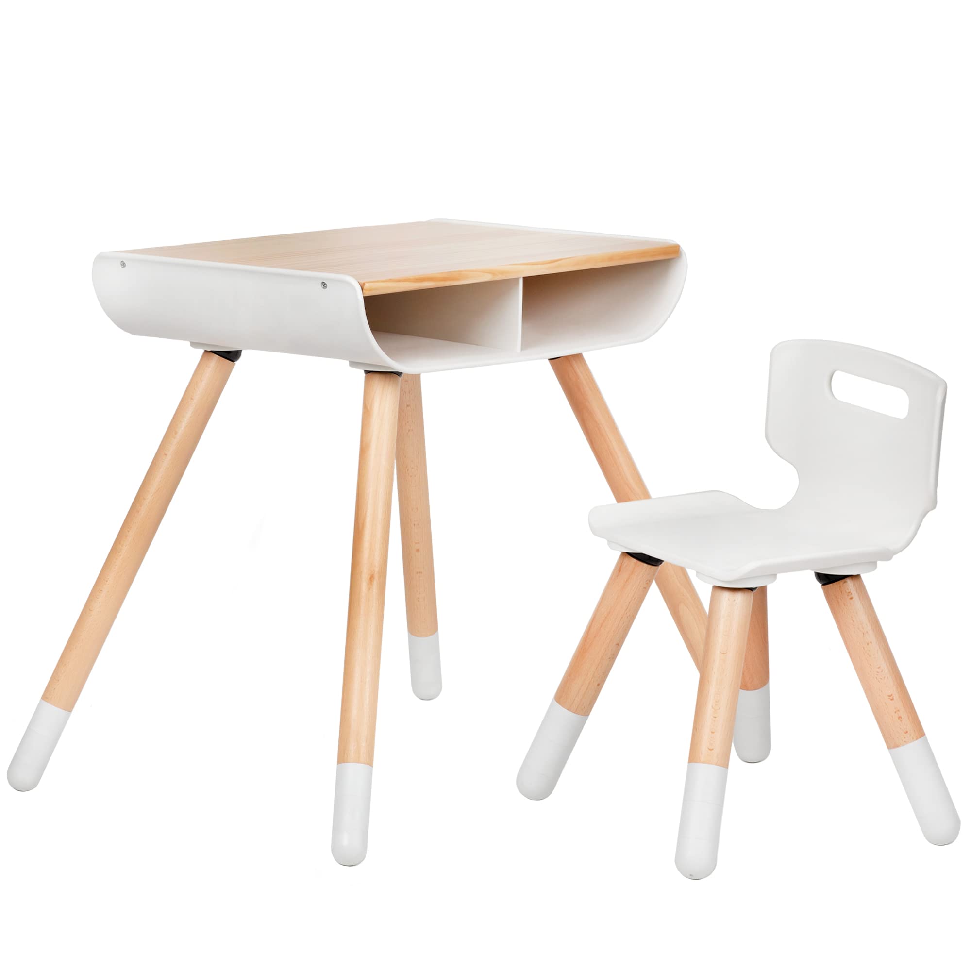 WeeSprout Adjustable Height Toddler Desk & Chair Set with Built-in Storage - Solid Wood Legs & Modern Design - Tool-Free Assembly for Kids Arts & Crafts, Homework, Snacks & Play - Perfect for Preschool Learning & Playroom Activities