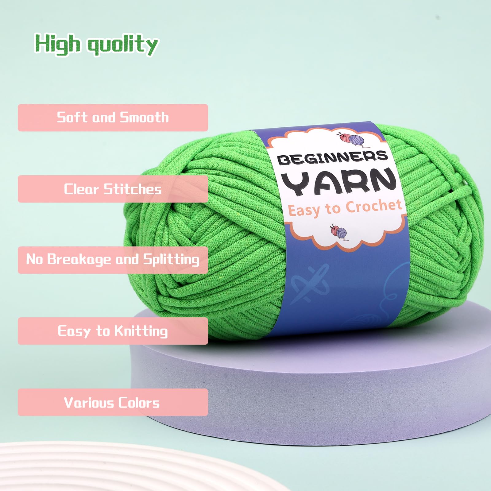 200g/7Oz Soft Acrylic Crochet Yarn for Beginners - Easy-to-See Stitches, Knitting & Crafting Supplies (Green) - Perfect for Scarves, Blankets & DIY Home Decor Projects