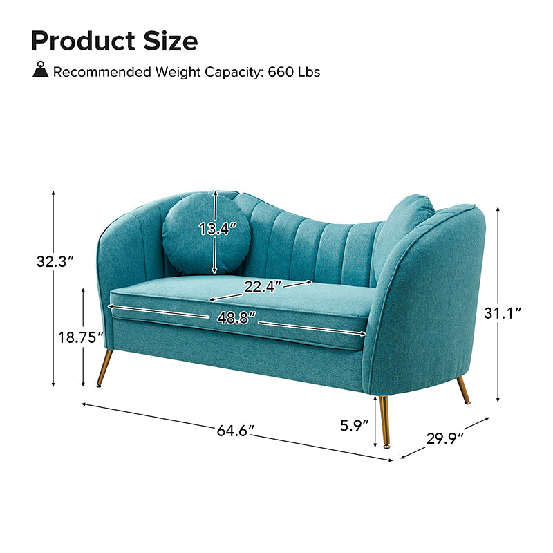 Emilio Contemporary Tufted Back Loveseat - Elegant & Comfortable Small Sofa for Living Room, Bedroom or Office - Perfect for Relaxing & Entertaining Guests
