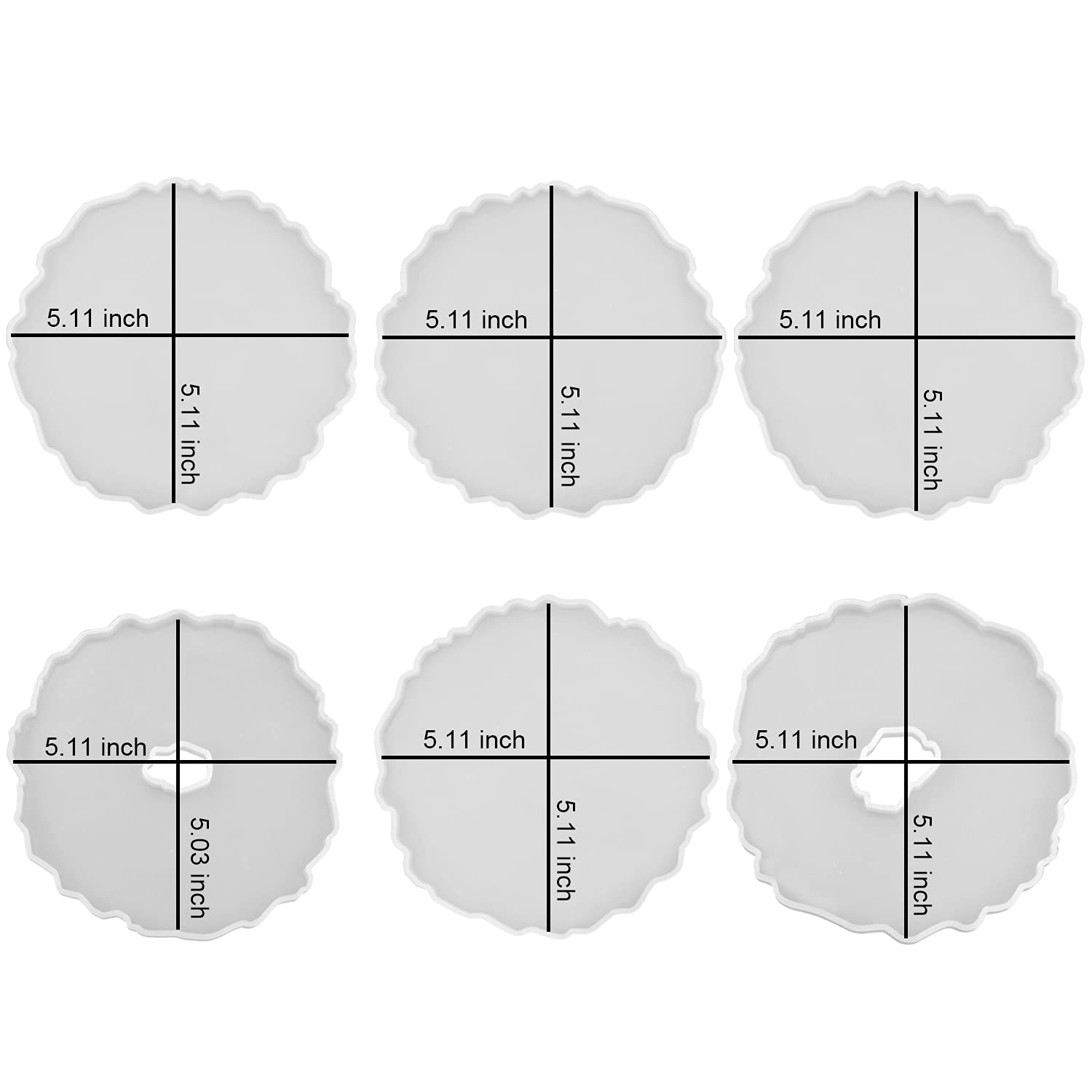 RESINWORLD 6 Pack Geode Coaster Molds for Epoxy Resin Art - Includes 1 Thick Rectangle Tray Mold & 4 Square Coaster Molds - DIY Craft Supplies for Home Decor, Gifts, and Resin Jewelry Making