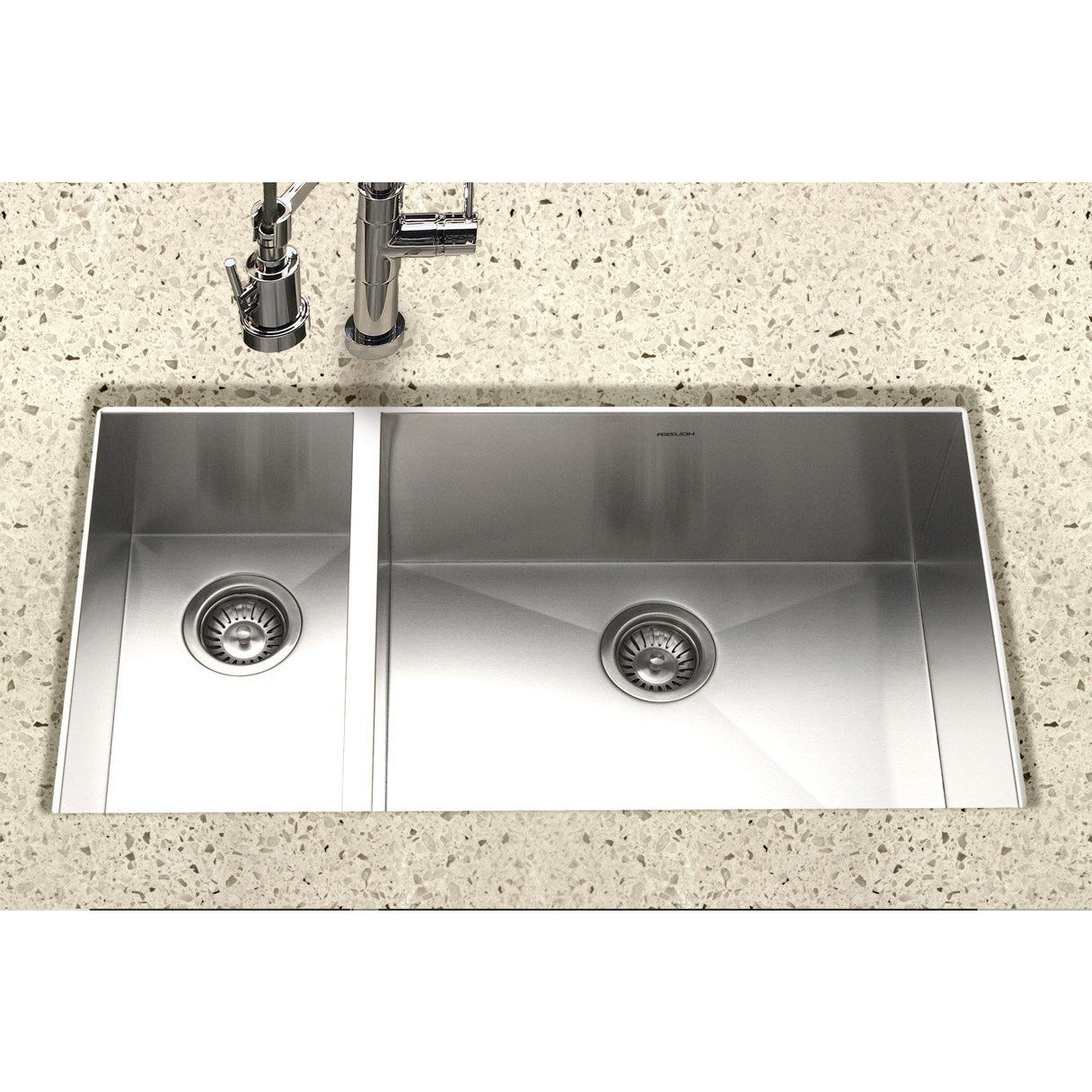 Houzer CTO 3370SL Contempo Series 70/30 Double Bowl Undermount Stainless Steel Kitchen Sink - Left Prep Bowl for Modern Home Cooking & Entertaining