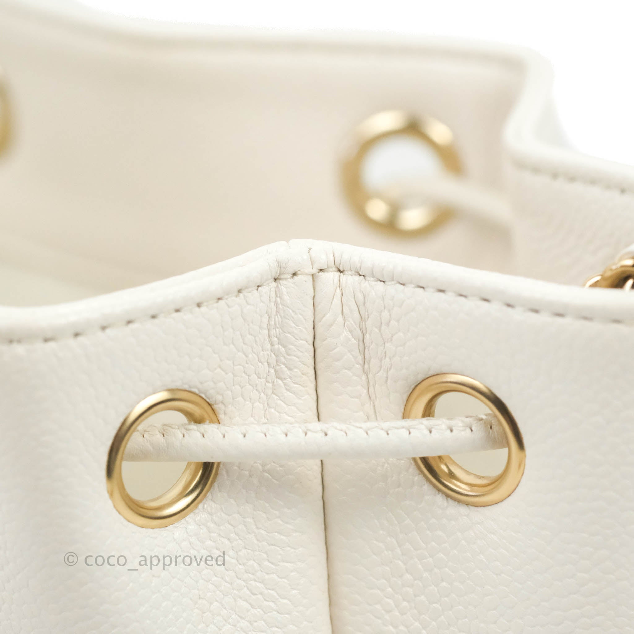 Chanel Business Affinity Drawstring Bucket Bag in White Caviar Leather with Gold Hardware - Perfect for Work, Travel & Everyday Luxury