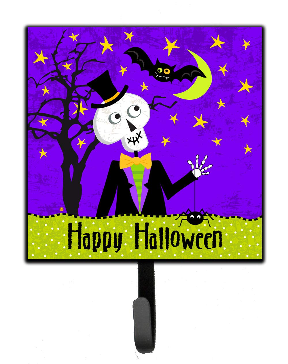 Caroline's Treasures VHA3014SH4 Halloween Skeleton Wall Hook - Key Holder, Coat Rack, Leash Hanger for Keys, Towels & Aprons - Perfect for Entryway, Kitchen & Halloween Decor