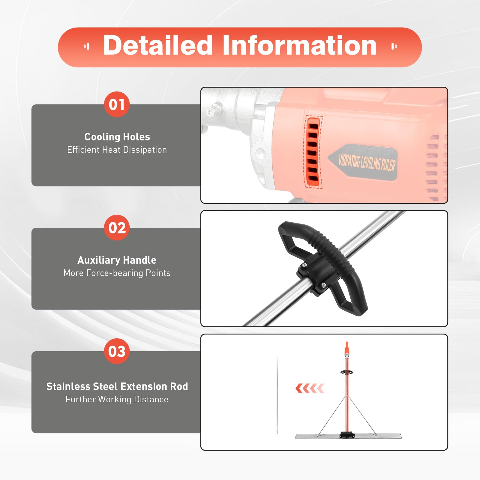 Cordless Electric Concrete Screed Vibratory Kit - Power Concrete Finishing Tool with Surface Leveling Tamper Ruler | Vibrating Cement Machine Head + Motor for Driveway, Patio & Floor Leveling