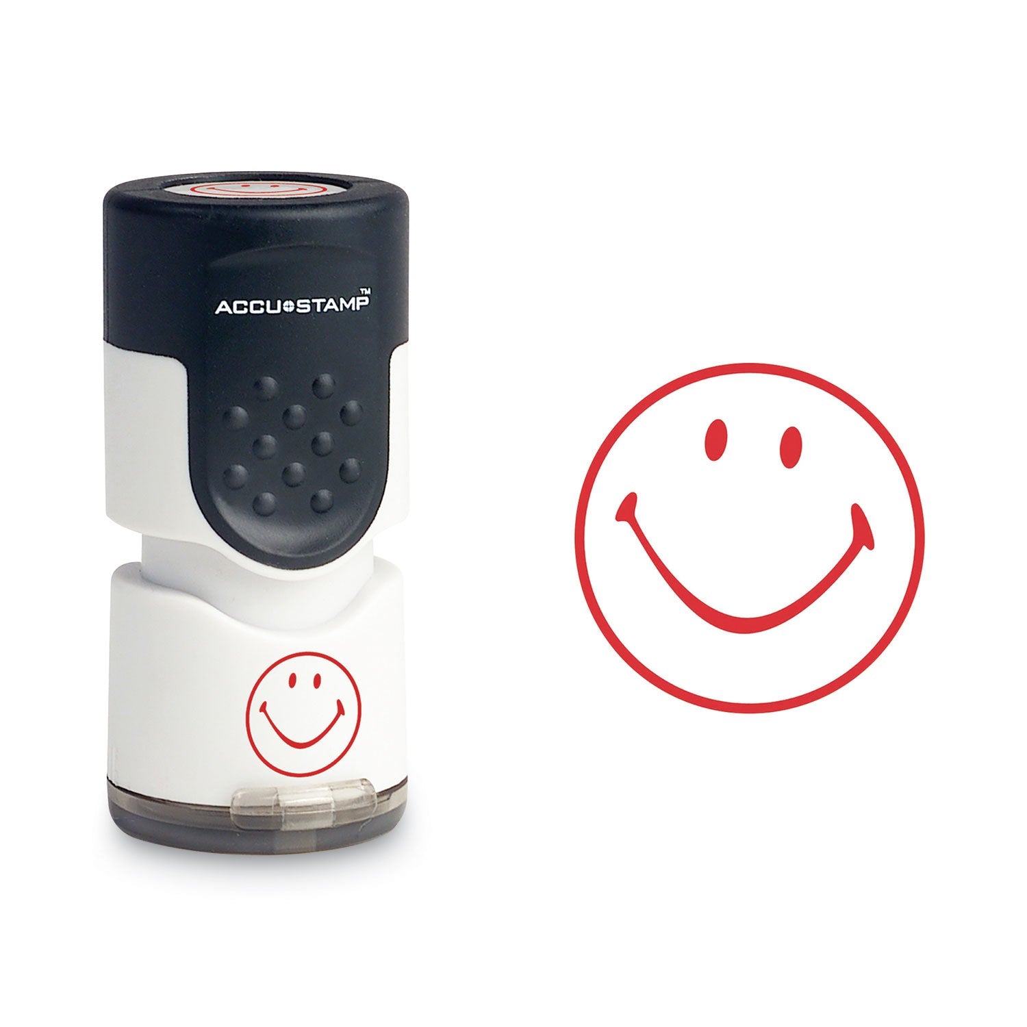 ACCUSTAMP® Pre-Inked Round Stamp with Smiley Face - 0.63 Inch Diameter, Red Ink - Perfect for Office Documents, Crafts & DIY Projects