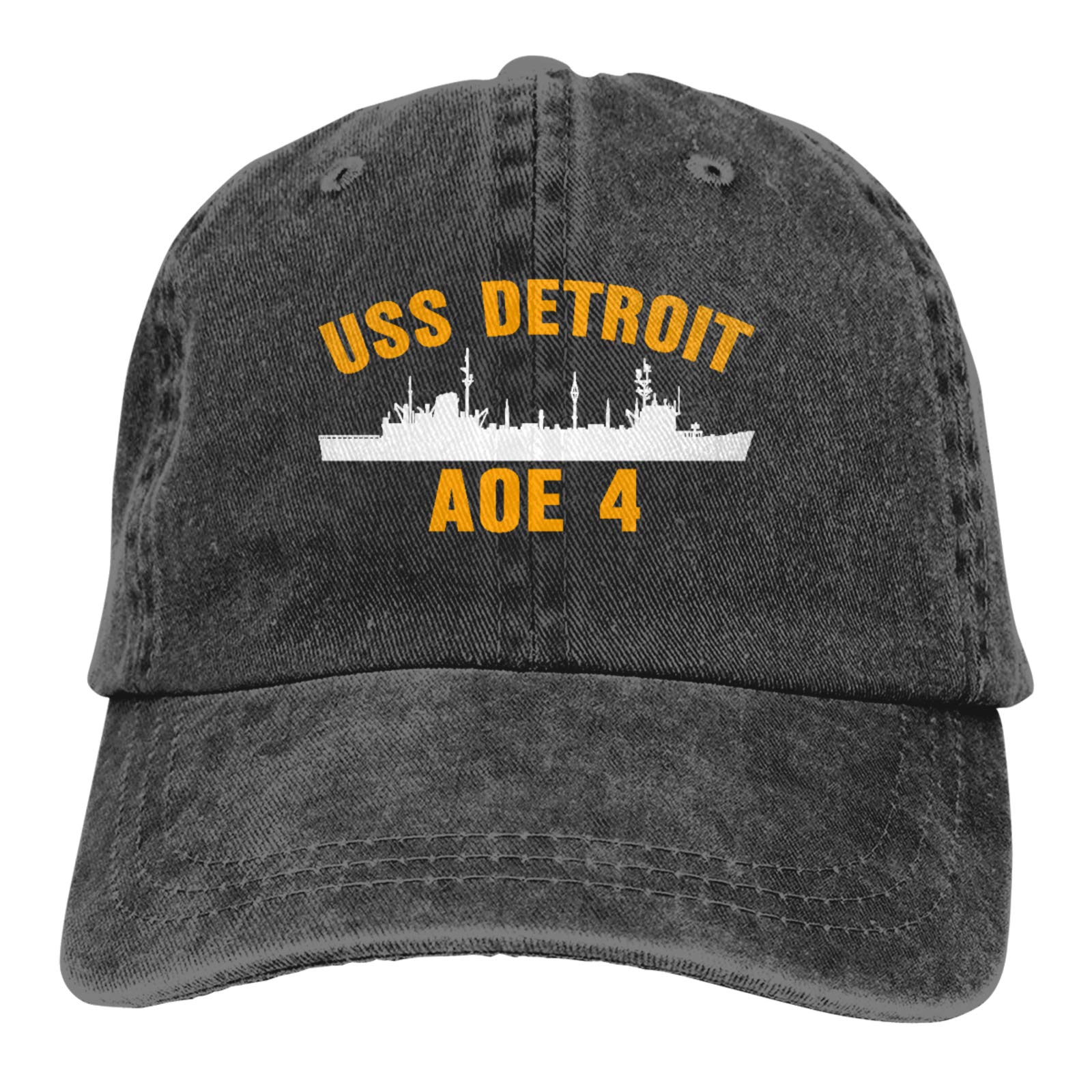 USS Detroit AOE-4 Cowboy Hat | Vintage Denim Dad Jeans Baseball Cap | Adjustable Plain Fit Hat for Men & Women | Perfect for Western Rodeo, Country Music Festivals & Casual Outfits