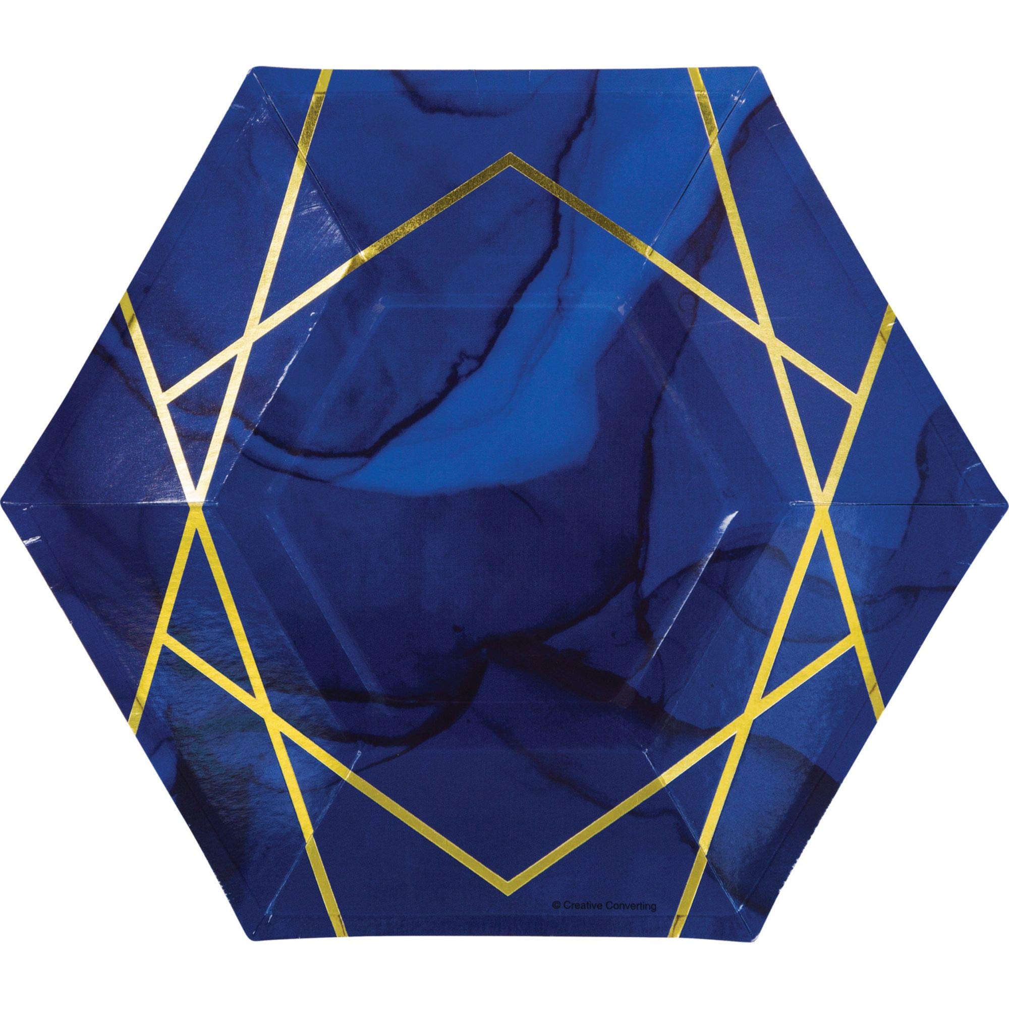 96-Pack Navy Blue & Gold Geode Disposable Paper Plates 9.25 Inch - Elegant Party Dinnerware for Weddings, Birthdays & Special Events