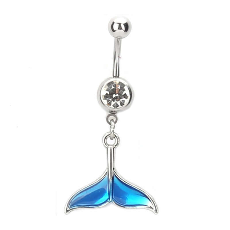 14G Mermaid Tail Belly Button Rings - Stainless Steel Top Mount Navel Piercing Jewelry for Women | Perfect for Beach, Pool Parties & Summer Fashion