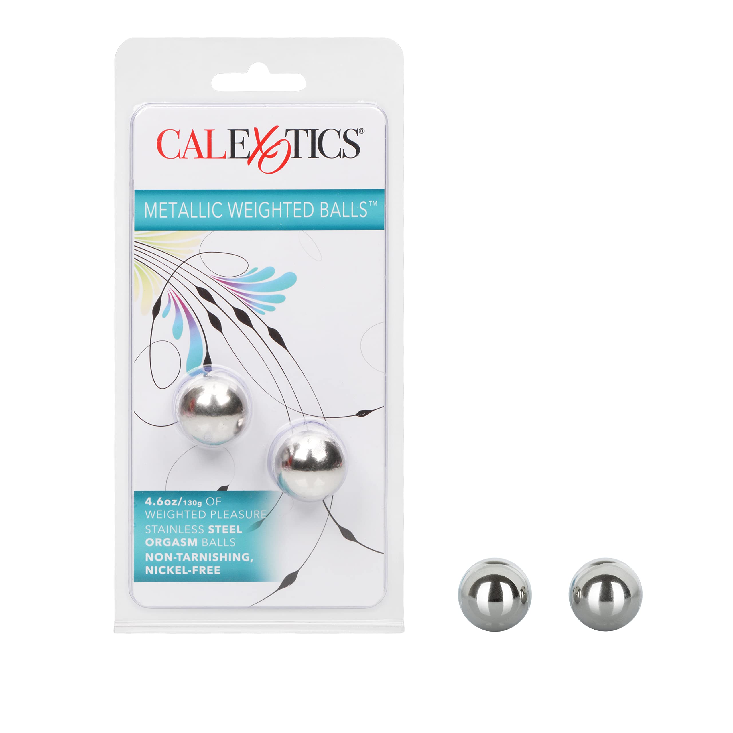 CalExotics Weighted Kegel Balls for Women - Metallic Ben Wa Balls Pelvic Floor Exerciser - Strengthen Bladder & Enhance Orgasms - Silver Sex Toy for Intimate Fitness & Pleasure - Perfect for Home Use, Couples Play & Postpartum Recovery