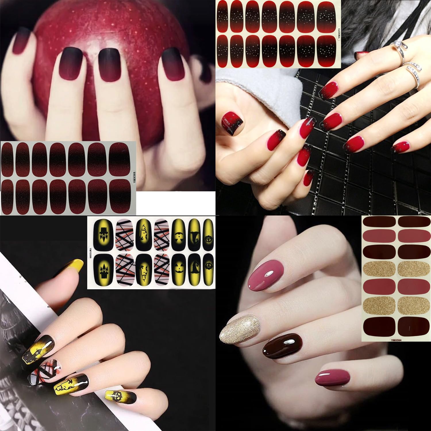 **WOKOTO 20 Sheets Halloween Gradient Nail Polish Strips – Self-Adhesive Nail Stickers with Nail File Kit for Women & Girls | DIY Nail Art Wraps for Halloween, Parties, Costume Events & Daily Wear | Perfect for Nail Salon, Home Manicure, Gift Giving & Special Occasions | Great for Halloween, Birthday Parties, Cosplay, Weddings & Everyday Fashion**