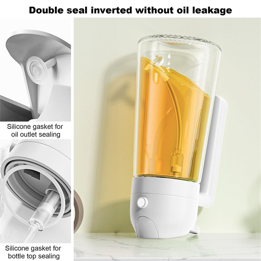 2 in 1 Glass Oil Dispenser and Sprayer Bottle - 16oz Kitchen Oil Sprayer for Olive, Coconut & Cooking Oils - Perfect for Salad Dressing, Frying & Baking (White)