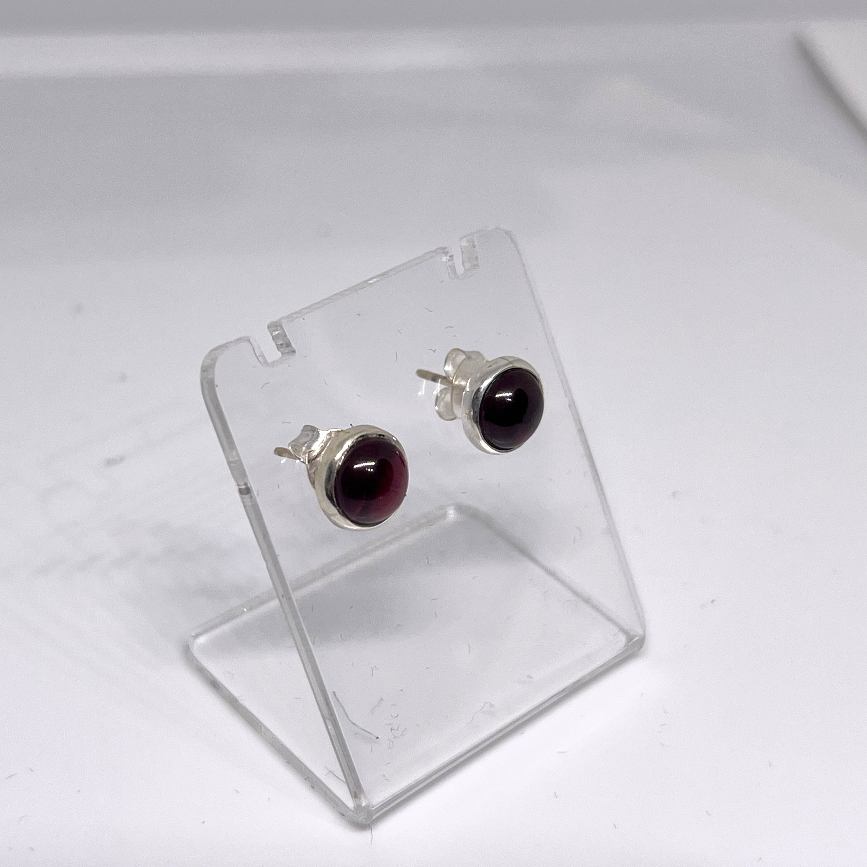 6.5mm Round Cabochon Bezel Set Stud Earrings - PSE018 - Perfect for Everyday Wear, Gift Giving & Special Occasions