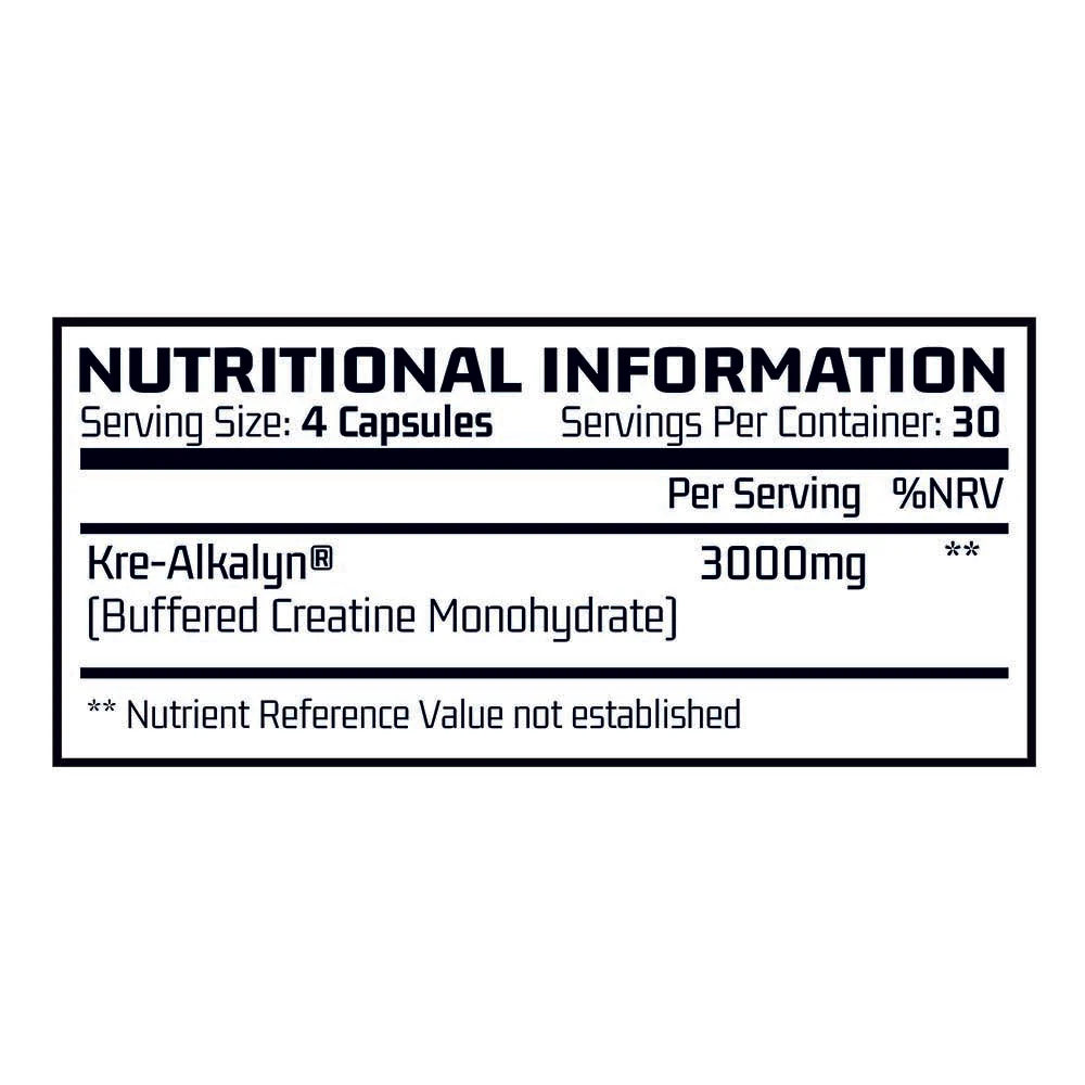 Kre Alkalyn Creatine Monohydrate 120 Capsules - Buffered Creatine Supplement for Muscle Growth & Strength | Pre-Workout & Post-Workout Recovery | Gym & Fitness Performance Enhancer