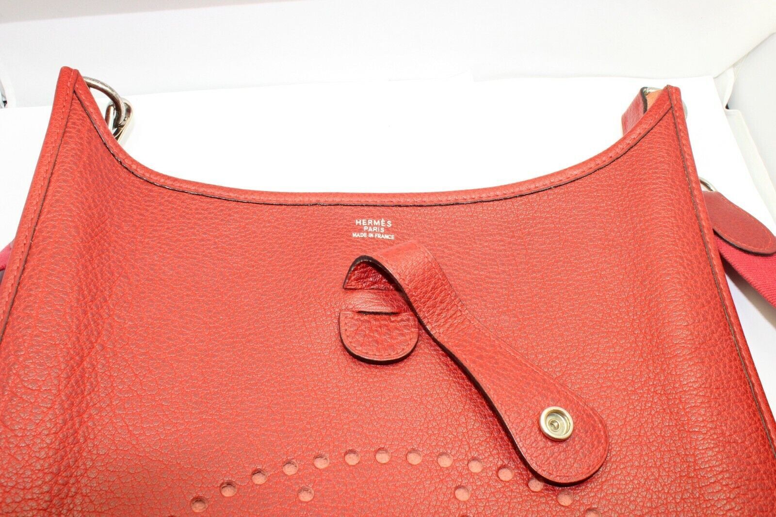 Authentic Hermes Evelyne GM Handbag in Brick Red Clemence Leather - Luxury Tote for Women, Perfect for Work, Travel & Everyday Use