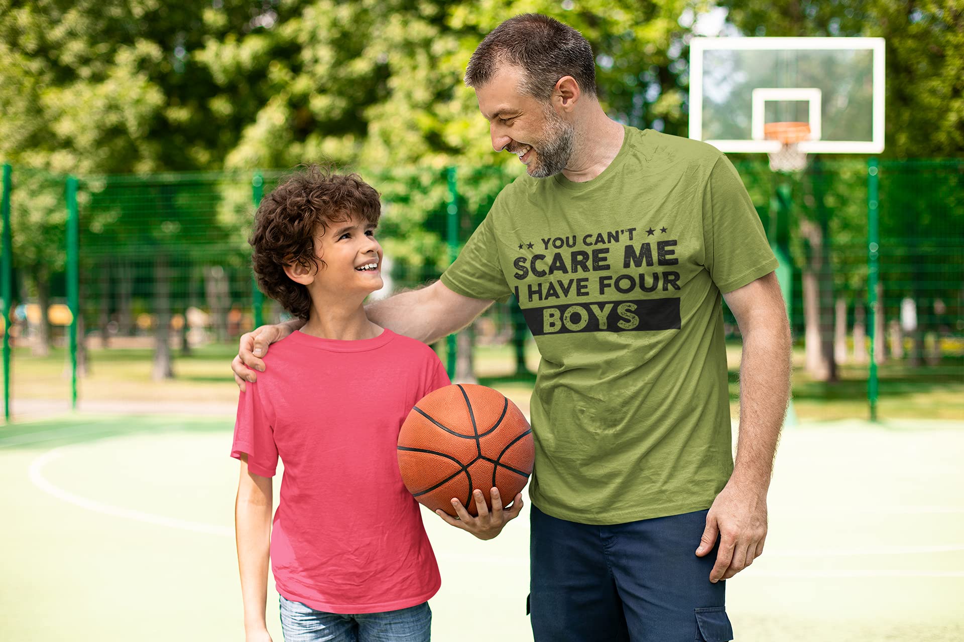 Funny Dad T-Shirt - 'You Can't Scare Me I Have Four Boys' Humorous Gift for Fathers - Cool Joke Men's Tee for Dad's Birthday or Father's Day - Perfect for Family Gatherings & Parenting Humor