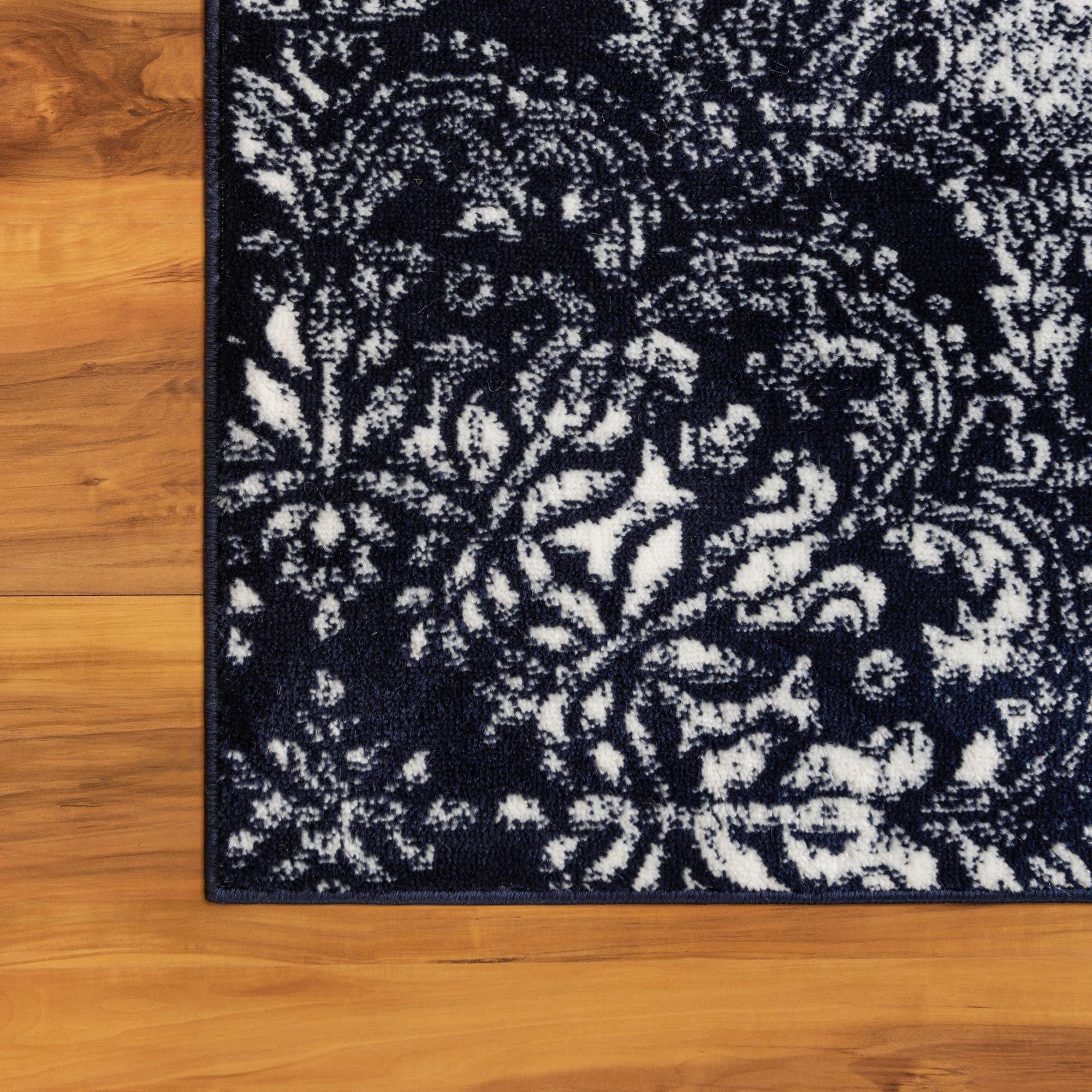 Monte Carlo Collection Navy Blue Runner Rug 2' x 13' - Soft Medium Pile Area Rug for Living Room, Dining Room & Open Floor Plans | Durable & Stylish Home Decor for Hallways, Entryways & High Traffic Areas