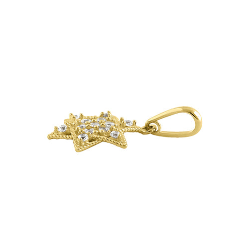 14K Yellow Gold Star of David CZ Pendant Necklace - Genuine Cubic Zirconia Jewelry for Men & Women - Perfect for Hanukkah Gifts, Jewish Holidays & Everyday Wear
