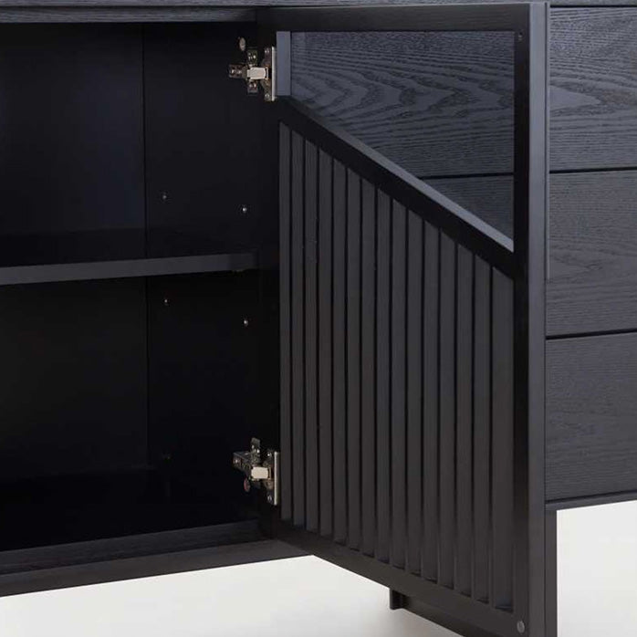 Modern MONTANA Sideboard Buffet Cabinet 160cm - Black Ash Finish for Dining Room Storage & Living Room Organization
