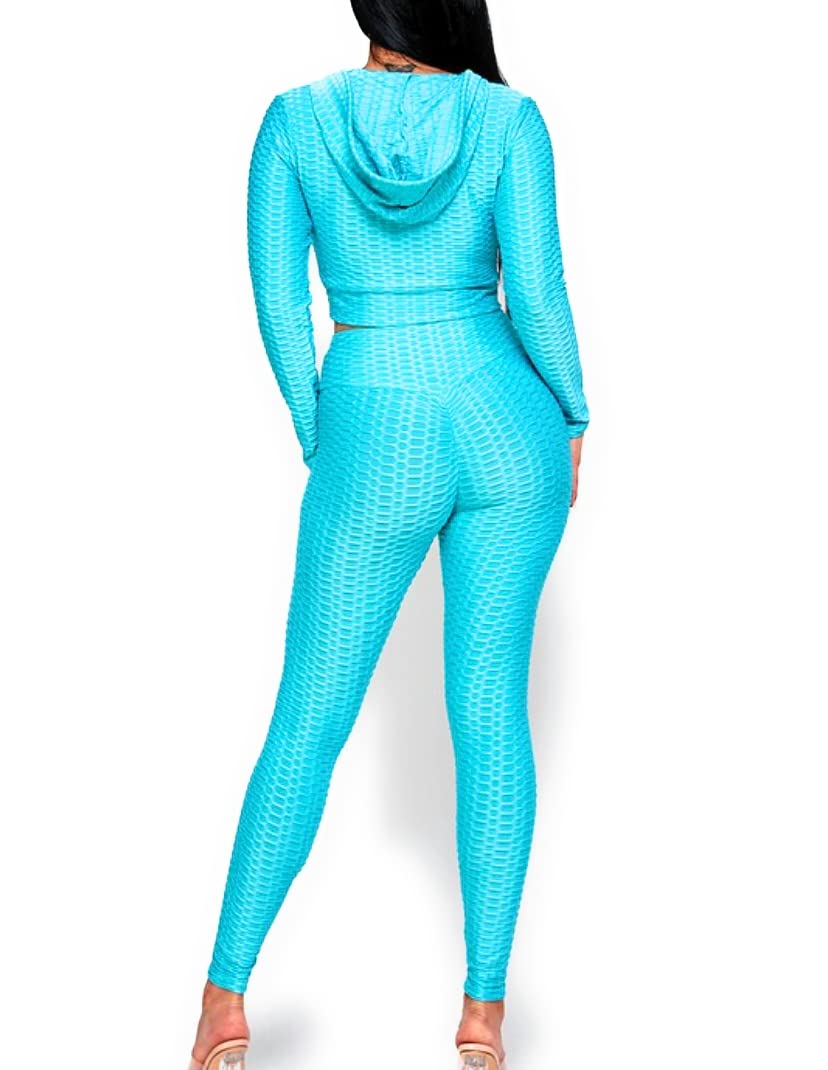 Turquoise Butt Lifting Activewear Set - High Waist Yoga Pants & Sports Bra for Women - Tummy Control Workout Outfit for Gym, Running, and Yoga