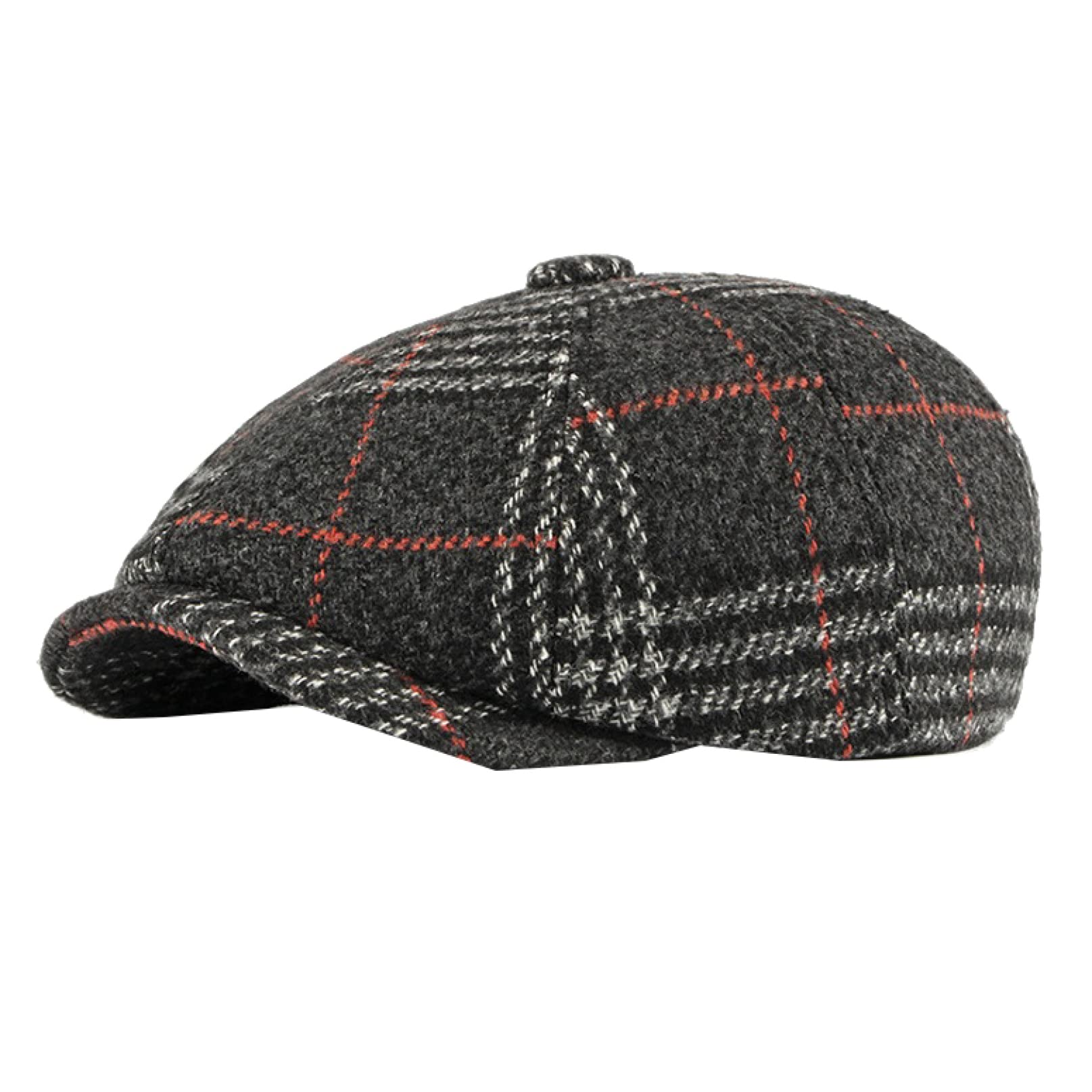 Stylish Men's Newsboy Hats - Wool Ivy Duckbill Beret & 8-Panel Striped Plaid Cabbie Cap for Driving | Winter Fashion Accessory for Casual Outings & Vintage Looks