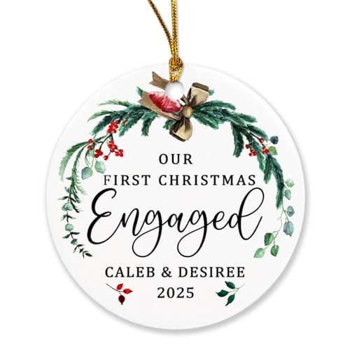 Floral Our First Christmas Engaged Ornament